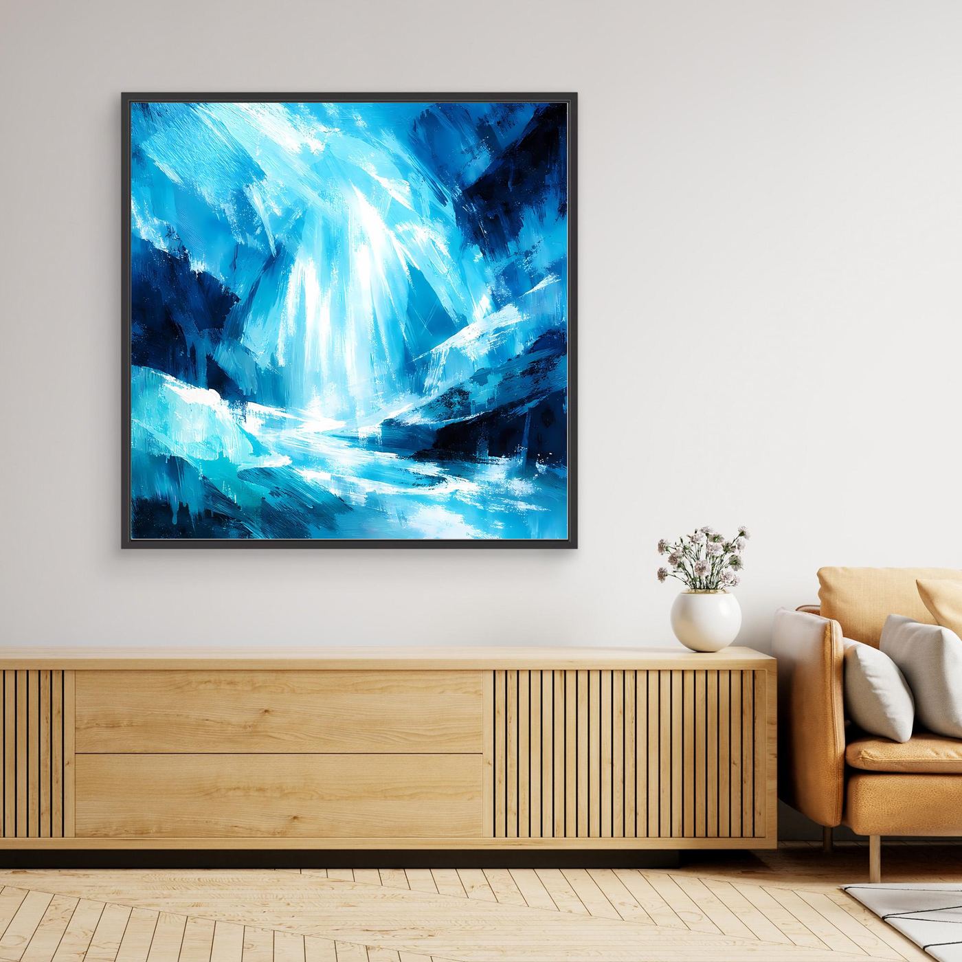 Leinwand Magischer Eiswasserfall | Abstraktes Natur Fantasy Wandbild