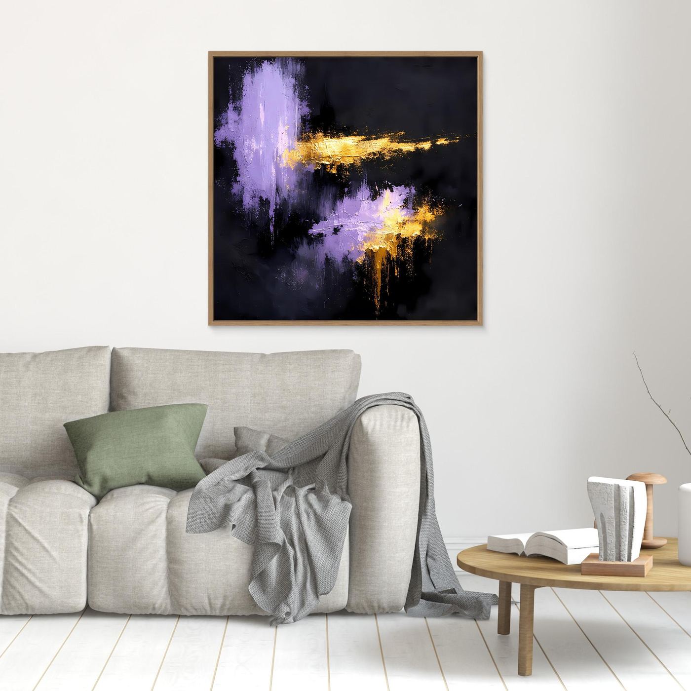 Leinwand Elegante Lila Nuancen und Gold | Modernes Abstraktes Expressionismus Wandbild
