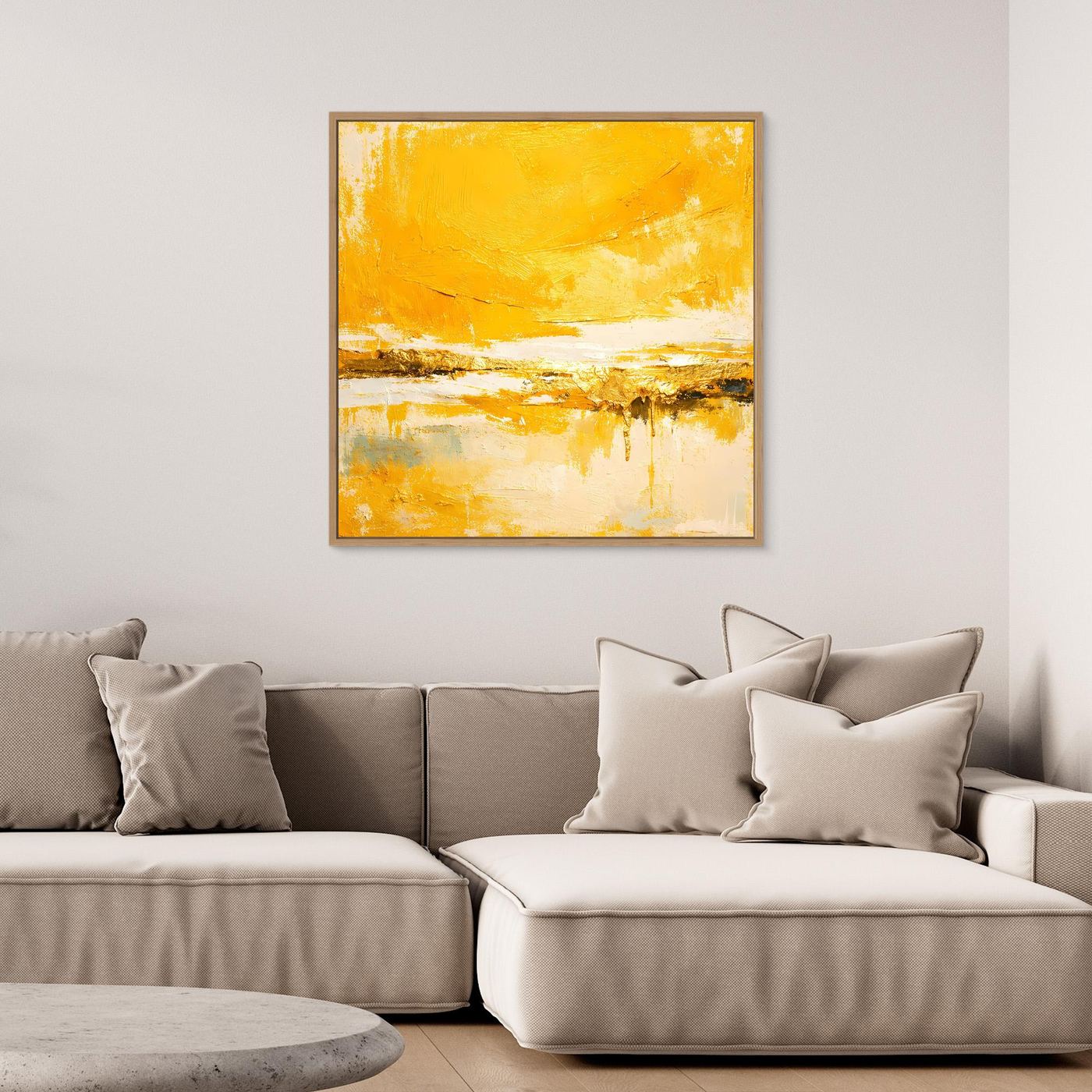 Leinwand Abstraktes Gemälde in Sonnengelb und Gold | Modernes Abstraktes Wandbild