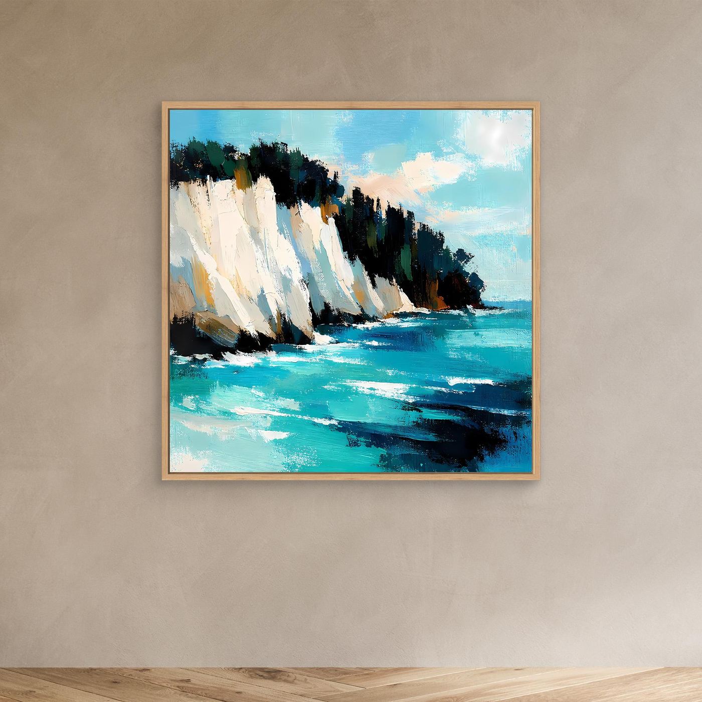 Leinwand Monumentale Kreidefelsen am Meer | Abstraktes Küsten Wandbild Rügen