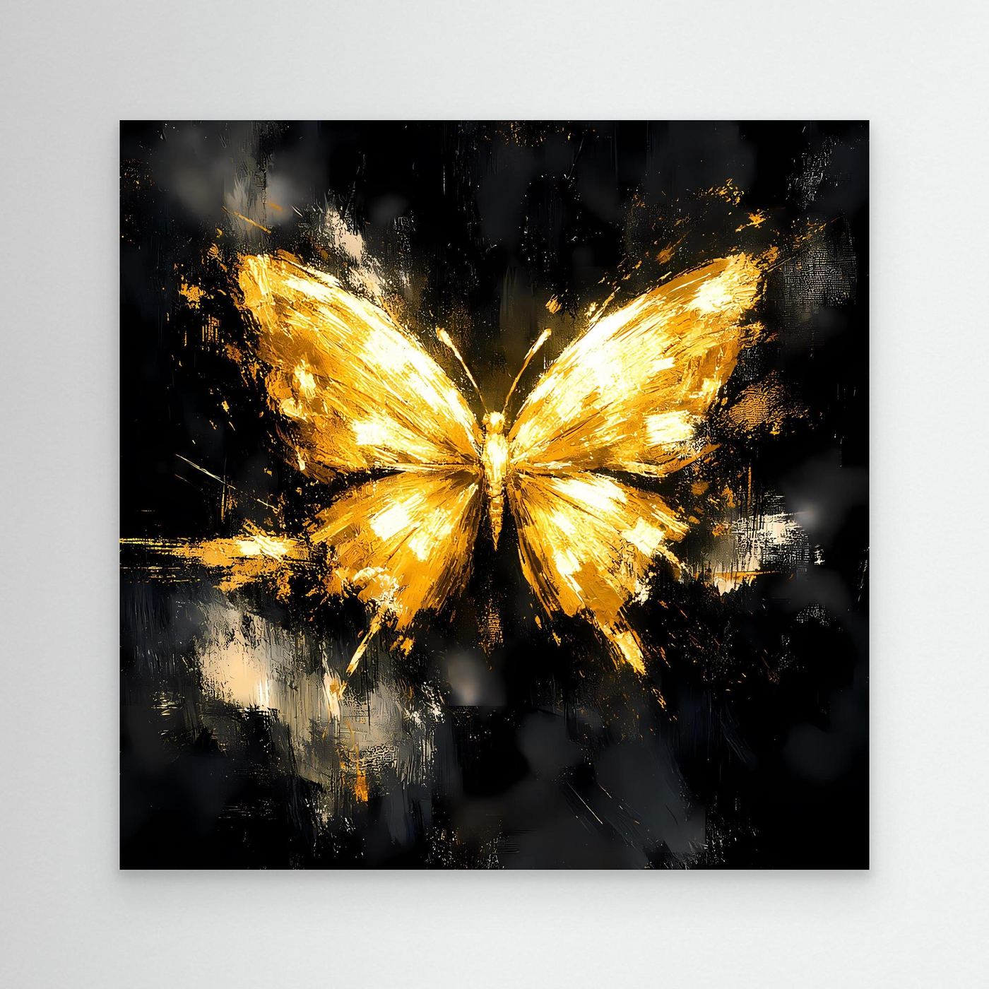 Leinwand Eleganter Goldener Schmetterling | Abstraktes Luxus Wandbild