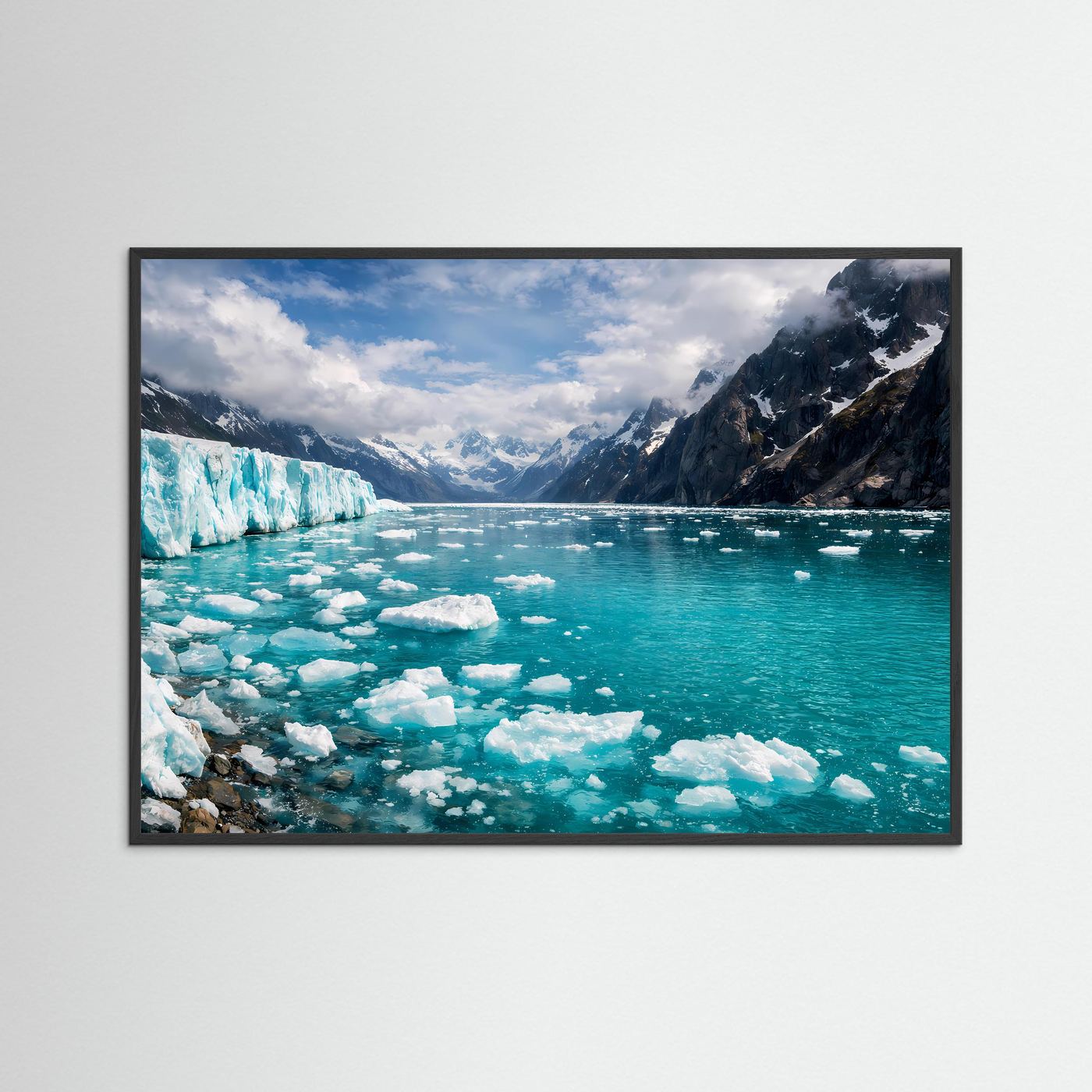 Gletscher und Eisberge im Fjord | Arktis Naturposter Querformat