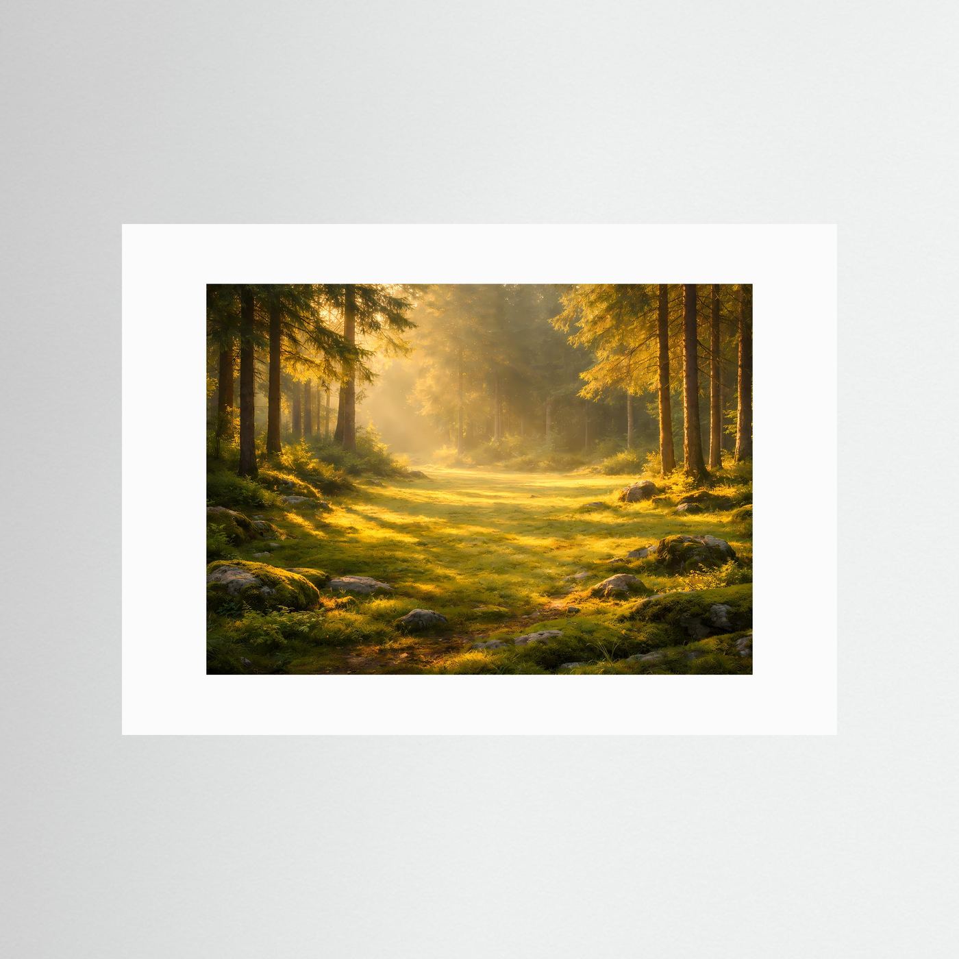 Magischer Sonnenstrahl im verzauberten Wald | Natur & Landschafts-Wandbild