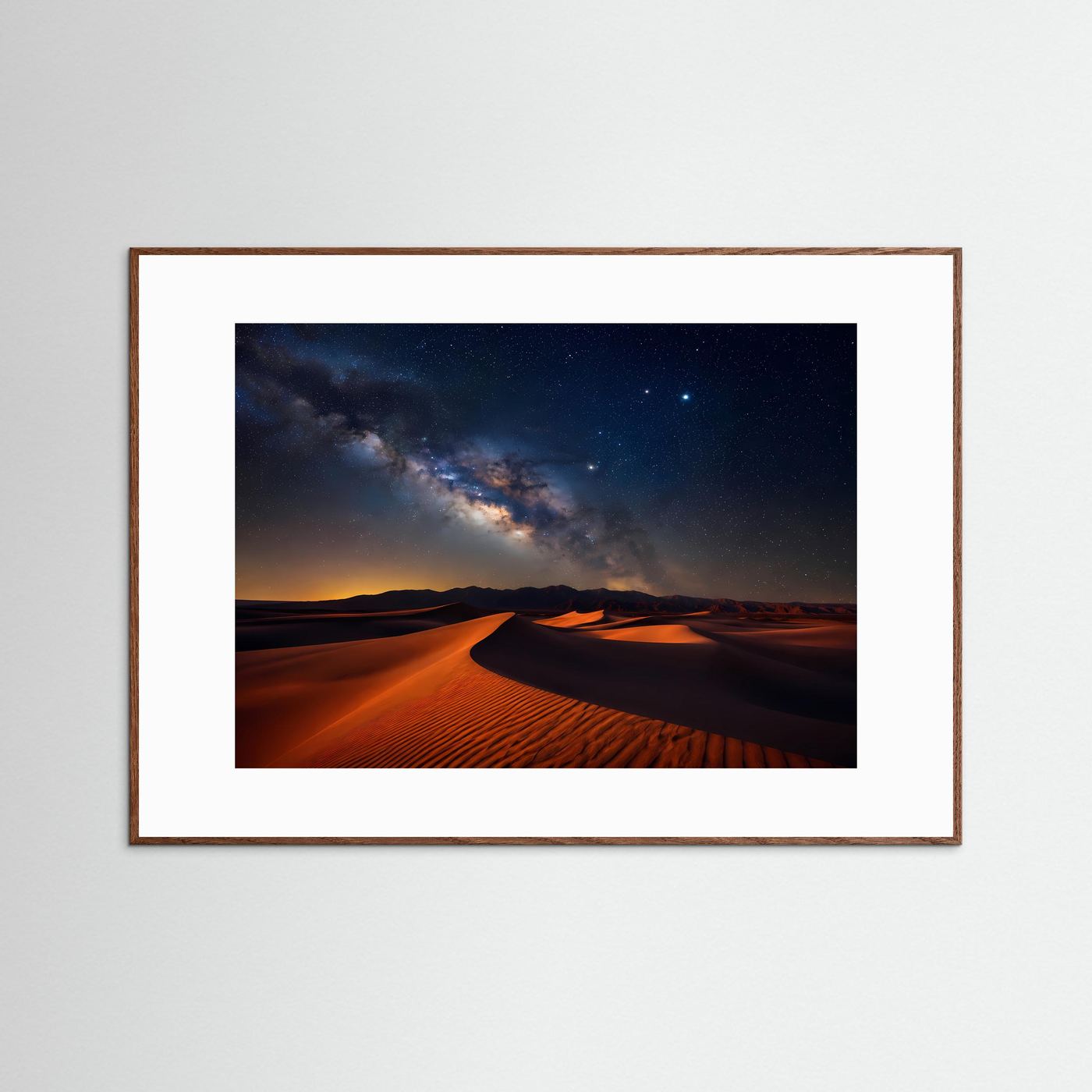 Magische Wüstennacht unter Sternen | Wüstenlandschaft & Milchstraße Poster Querformat