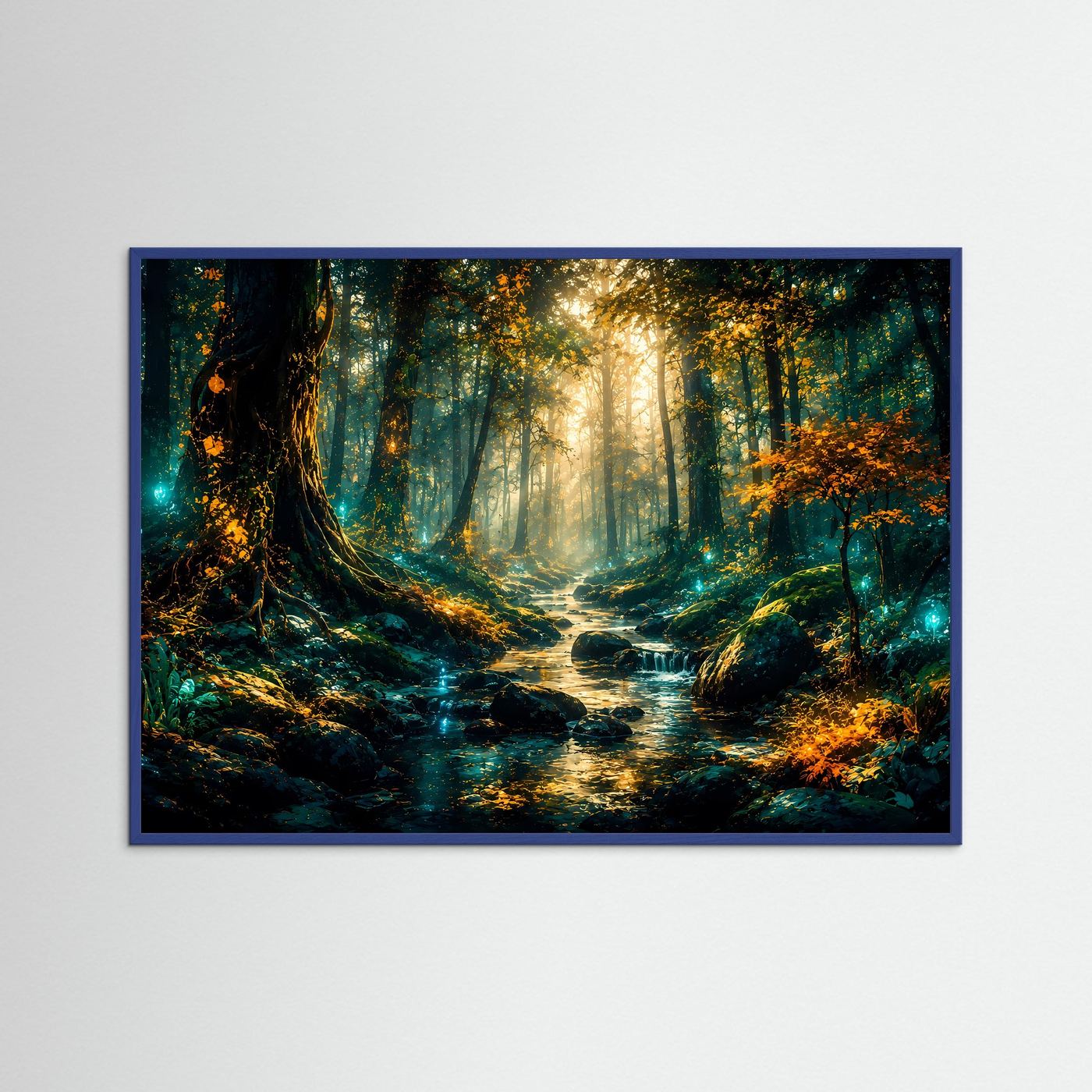 Mystischer Wald Poster | Magischer Wald Bach Wandbild | Fantasy Naturkunst | Moderne Fine Art | Luxus Landschaft Leinwand