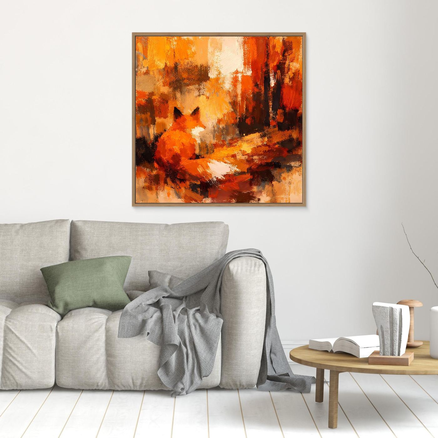 Premium Leinwand Abstrakter Fuchs im Wald | Modernes Kunst Poster Herbstliche Wanddeko