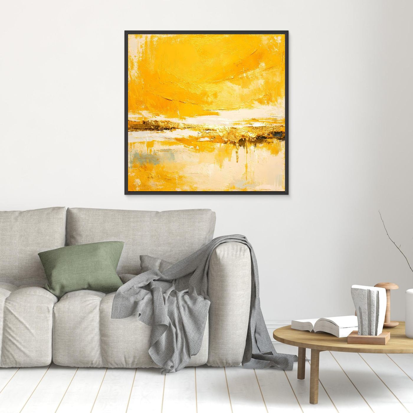 Leinwand Abstraktes Gemälde in Sonnengelb und Gold | Modernes Abstraktes Wandbild