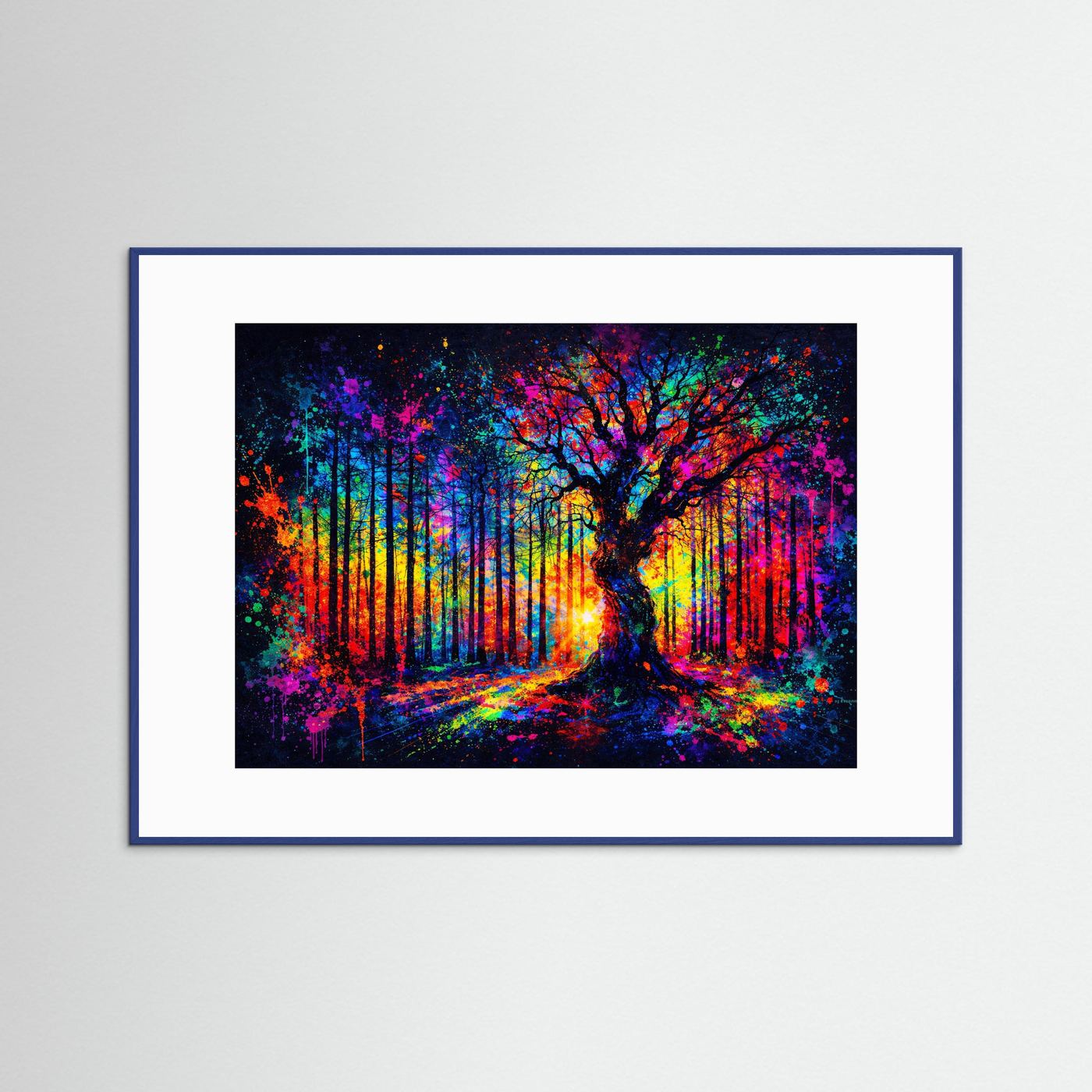 Magischer Zauberwald der Farben | Moderner Kunst Print Querformat Wandbild