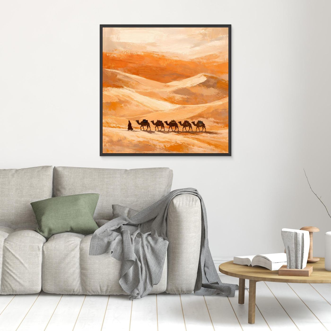 Leinwand Kamelkarawane in der Wüste | Abstraktes Orient Wandbild