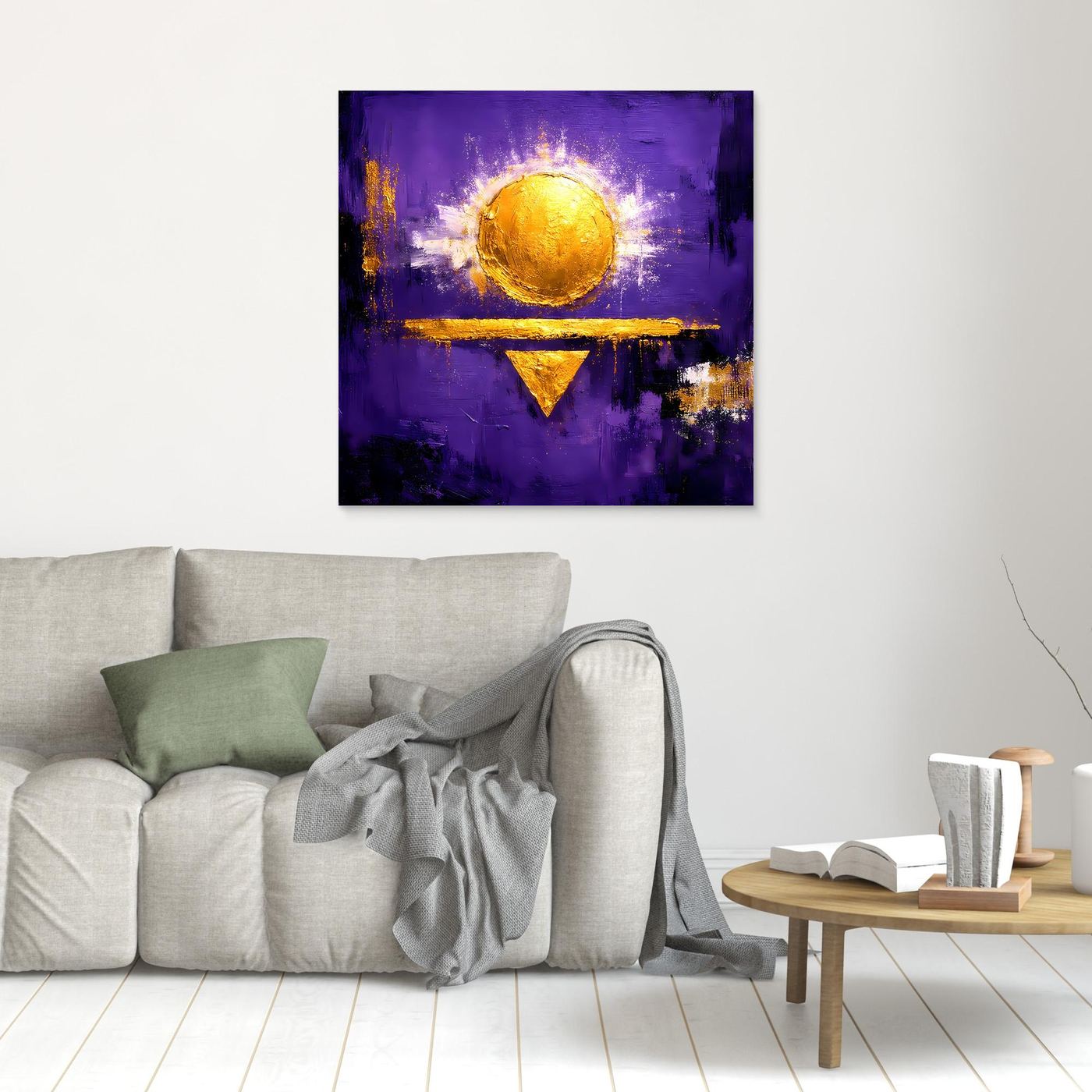 Leinwand Kosmische Sonne auf Violett | Abstraktes Geometrisches Wandbild Moderne Kunst