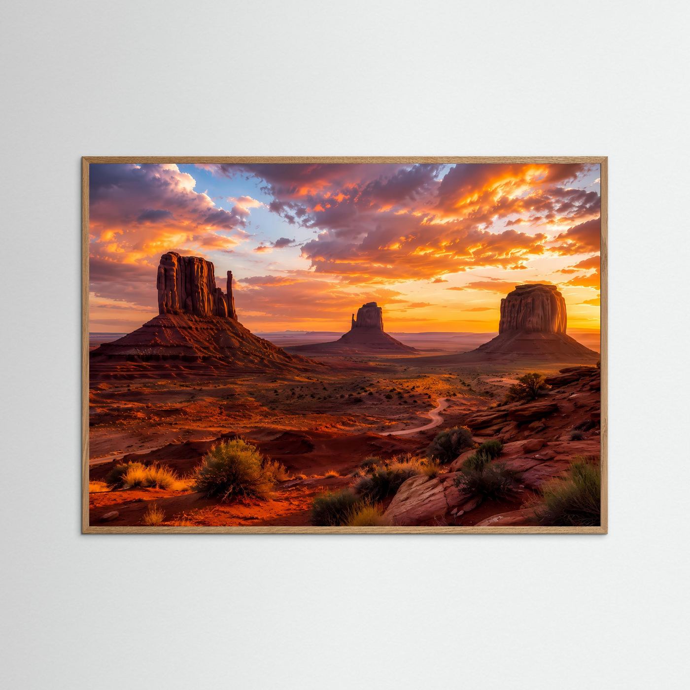 Monument Valley bei Sonnenuntergang | Majestätische Wüstenlandschaft Poster | Panorama Wüste & Canyon Wandbild