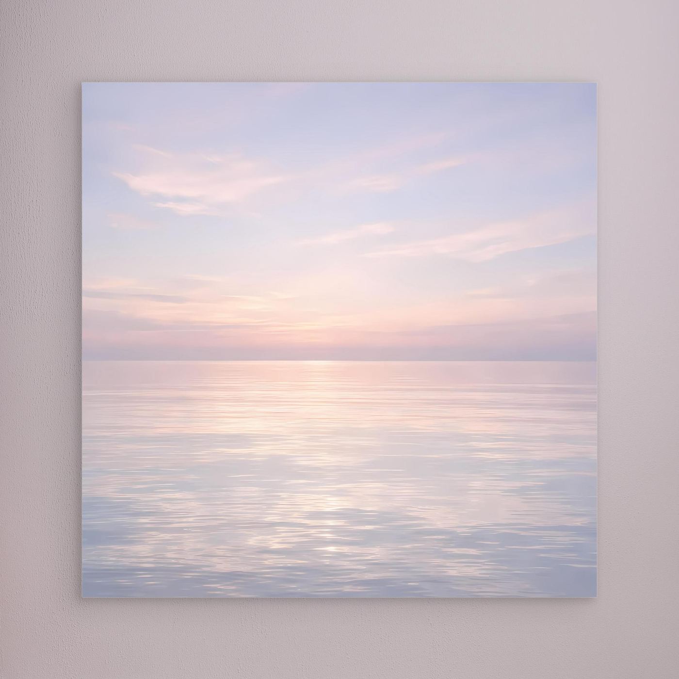 Leinwandbild Meerblick in Pastellfarben, Sonnenuntergangshimmel ohne sichtbaren Rahmen