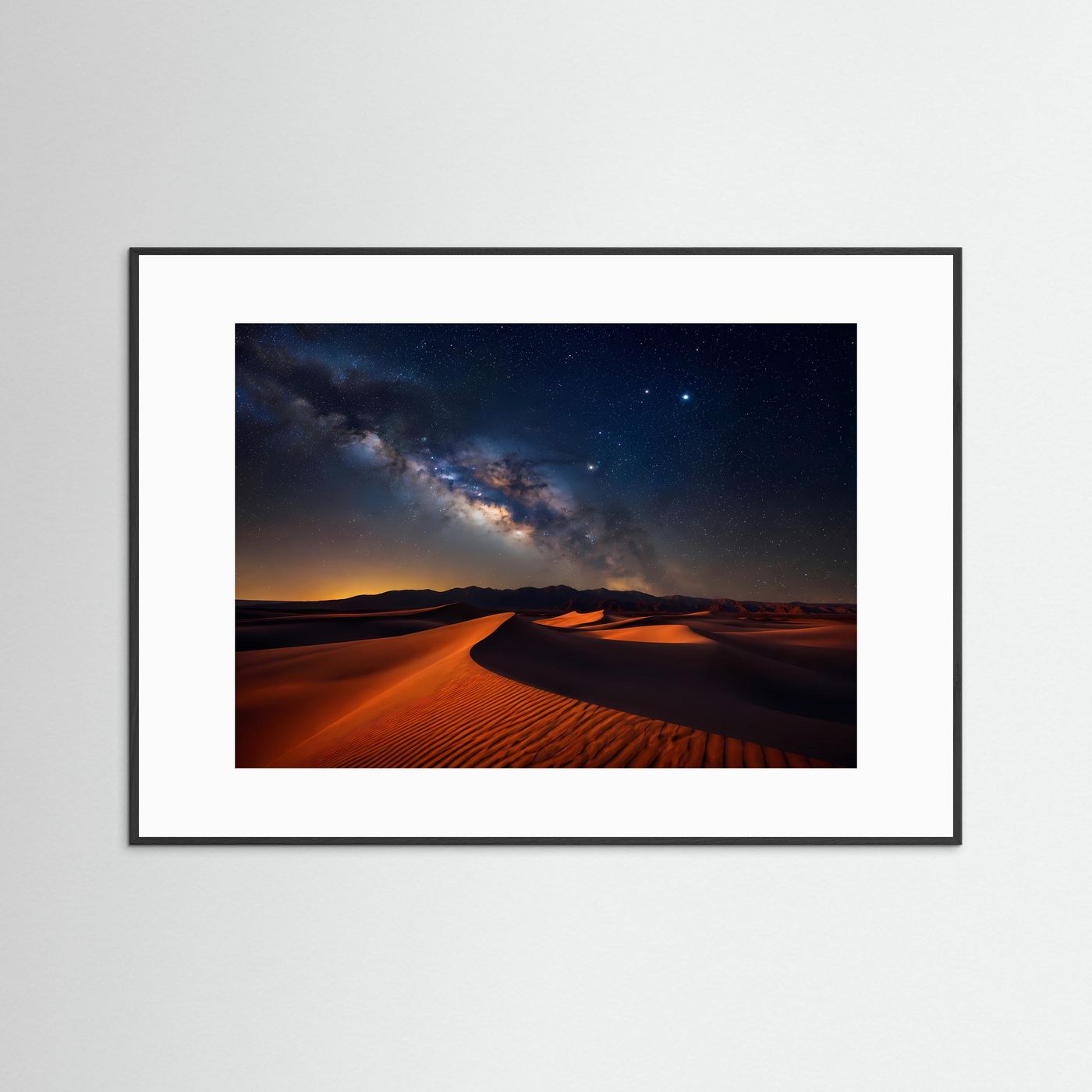 Magische Wüstennacht unter Sternen | Wüstenlandschaft & Milchstraße Poster Querformat