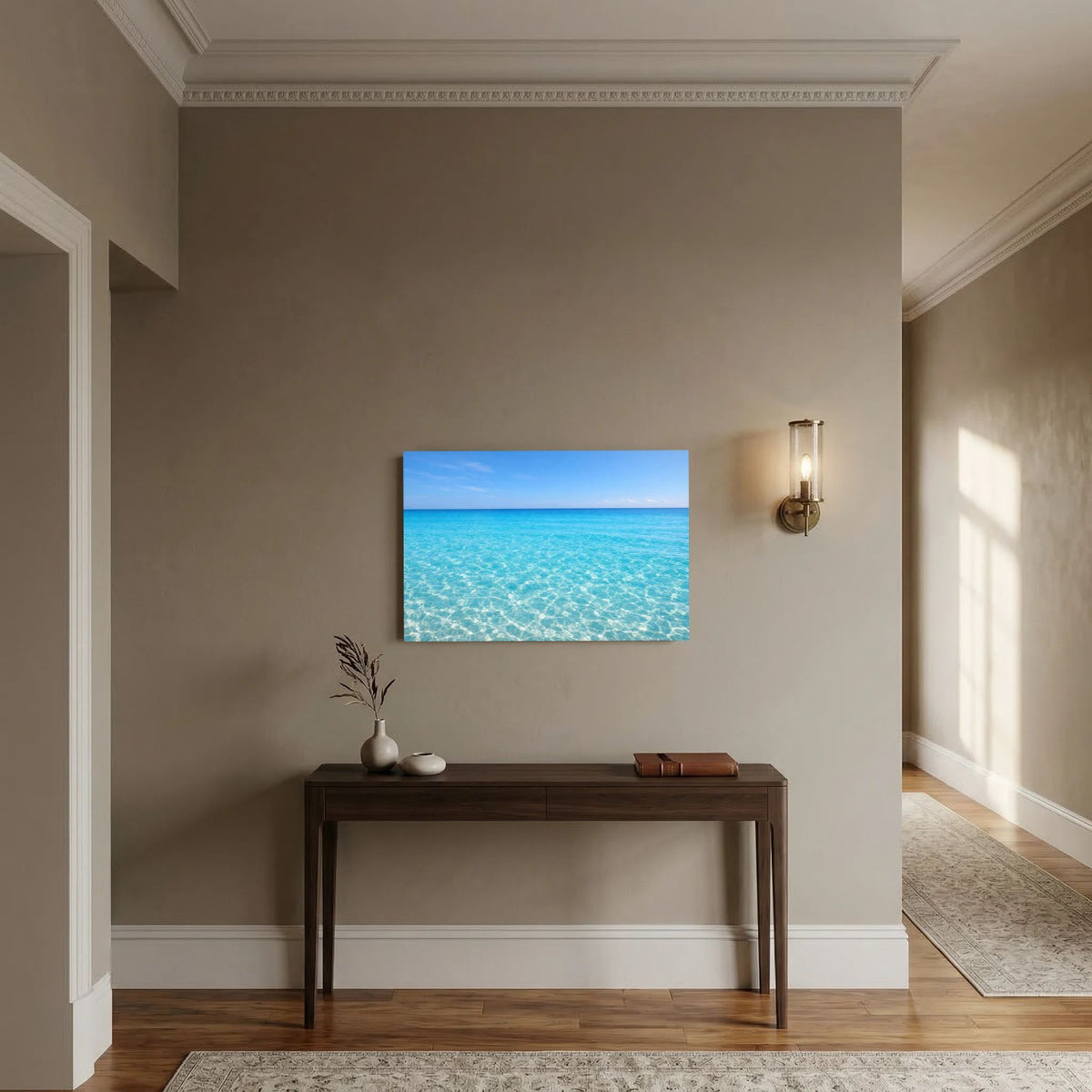 Wandbild mit Meerwasser-Motiv, quadratische Ansicht, mit Rahmen