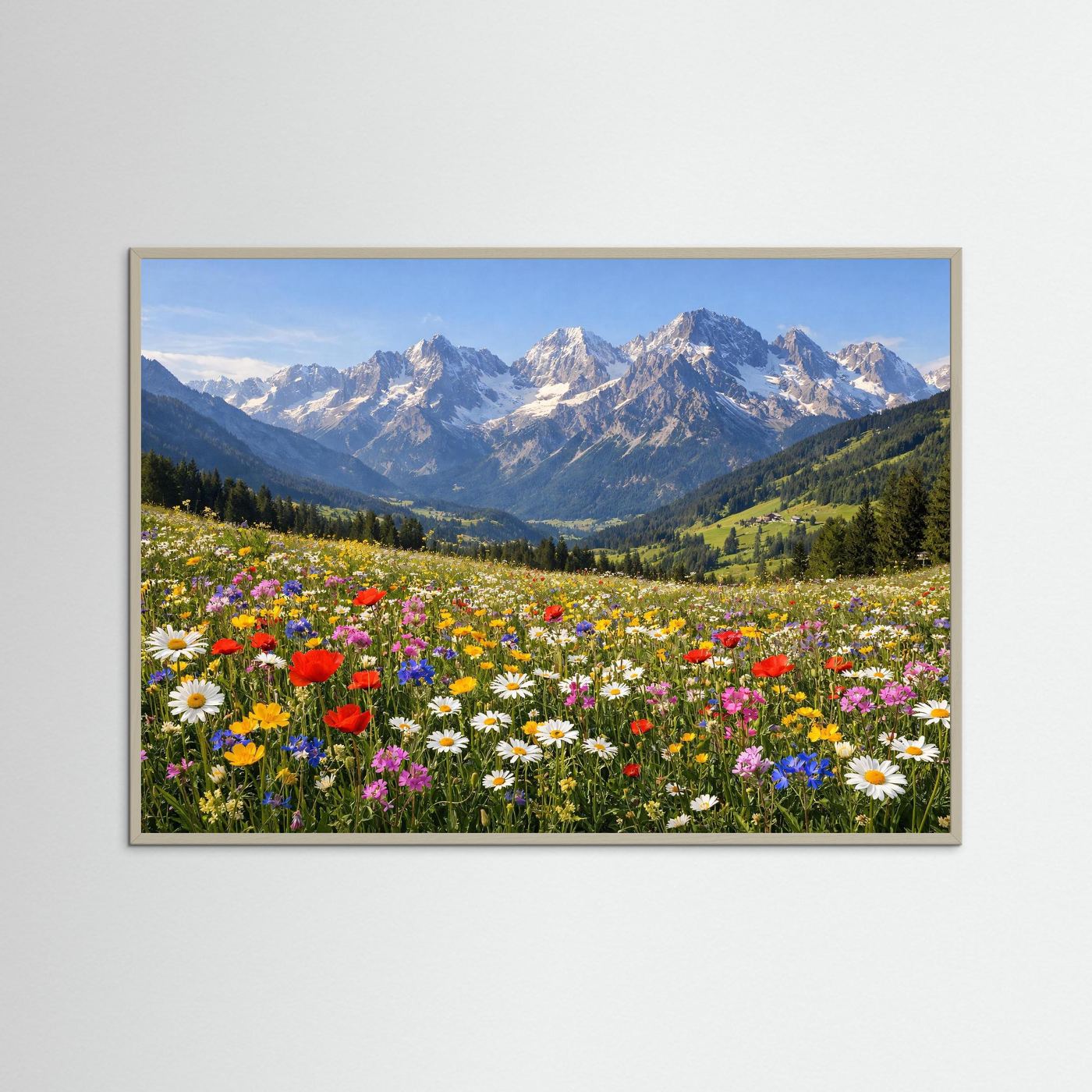 Blühende Alpenwiese vor schroffen Gipfeln | Panorama Berg & Natur Poster Querformat