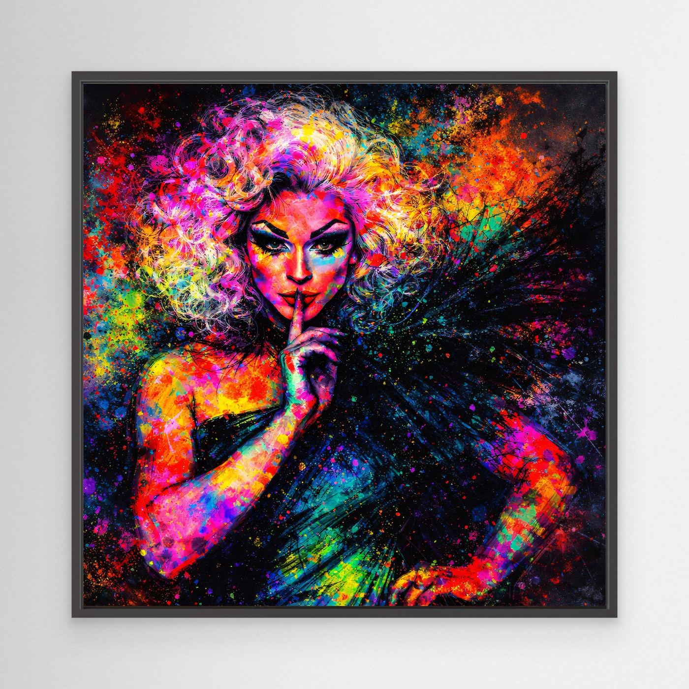Leinwandbild Drag Queen Pop-Art | Bunte Farbexplosion Wandbild auf Keilrahmen