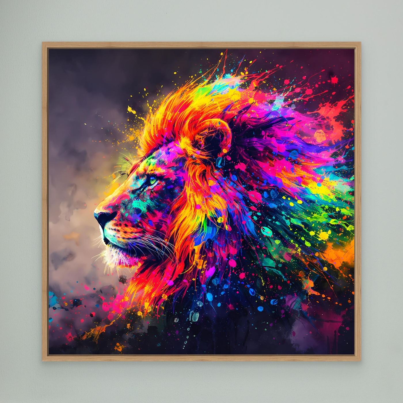 Leinwandbild Majestätischer Löwe | Abstraktes Pop-Art Löwen Wandbild auf Keilrahmen