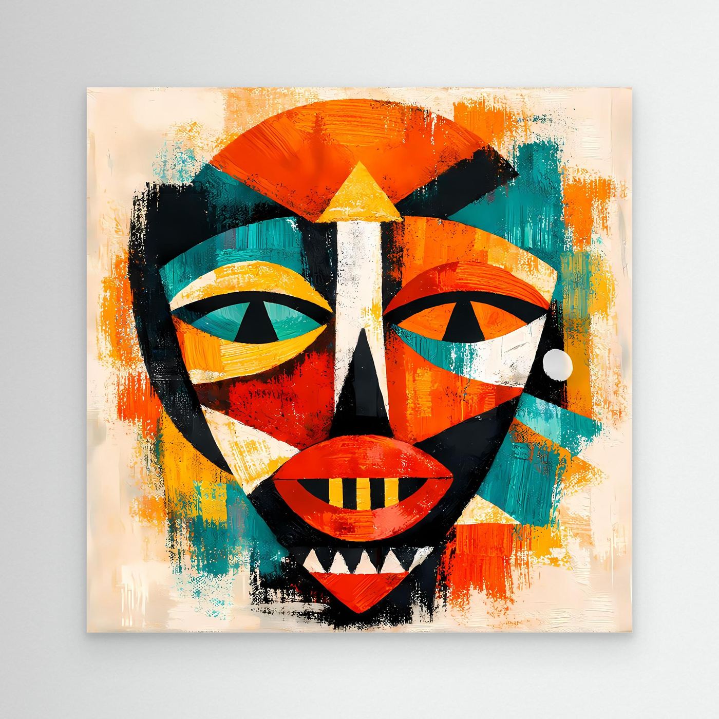 Leinwand Abstrakte Afrikanische Maske | Kubistisches Modern Art Wandbild