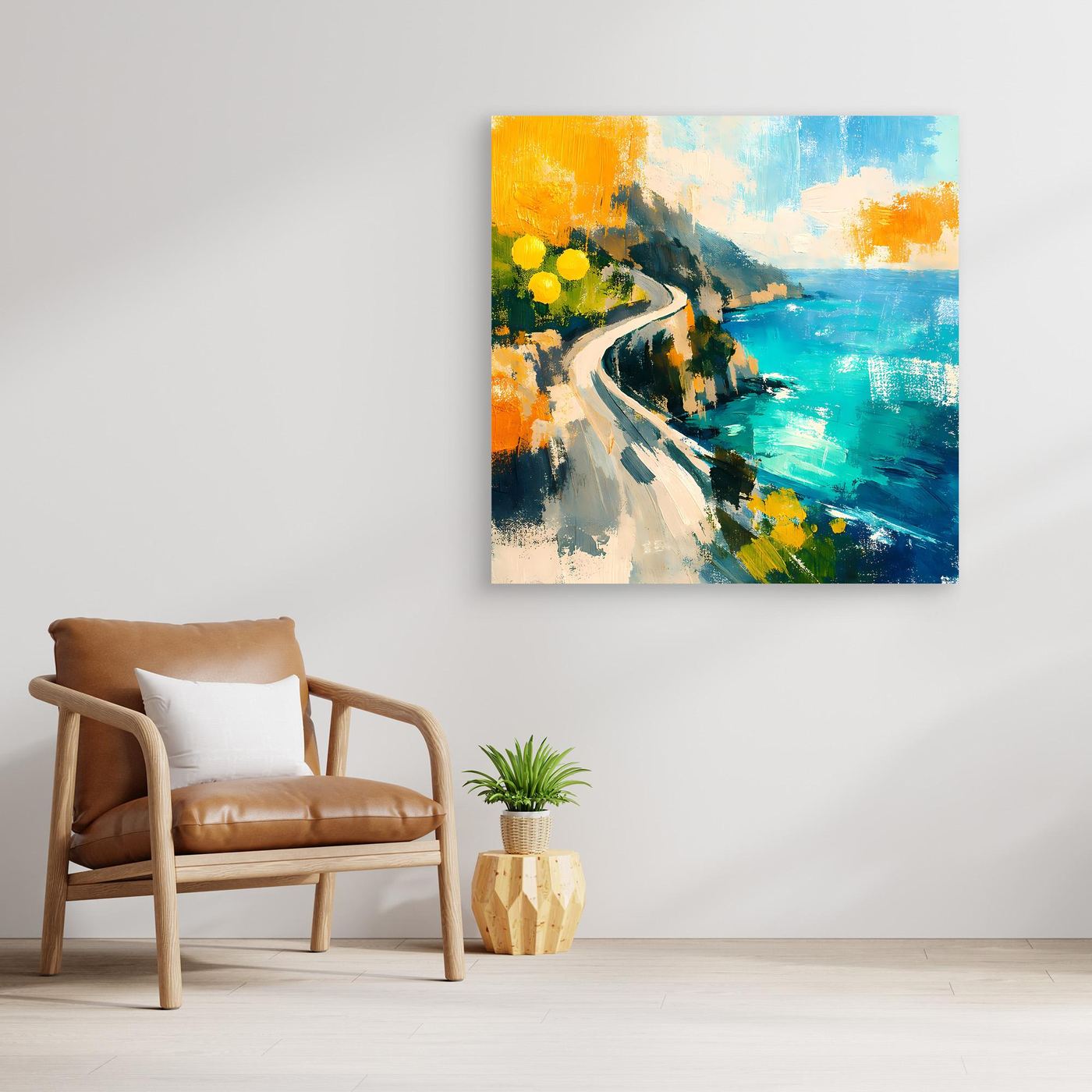 Leinwand Malerische Küstenstraße am Meer | Abstraktes Amalfi Wandbild