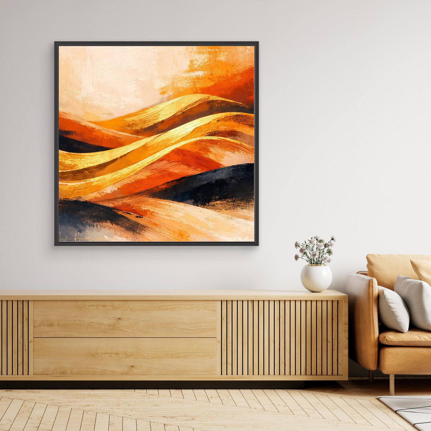 Leinwand Goldene Wüstendünen | Abstraktes Modern Art Landschafts Wandbild