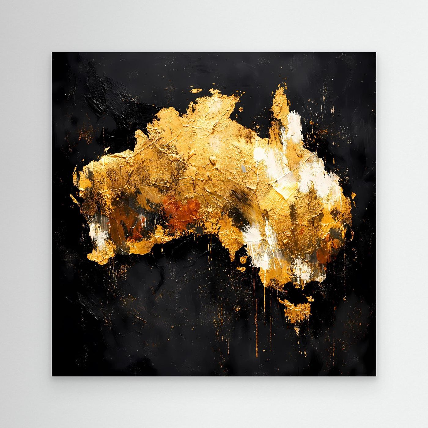 Leinwand Goldene Landkarte von Australien | Modernes Luxus Wandbild Kontinent