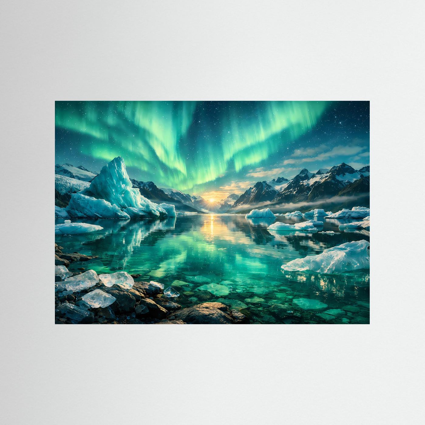 Magische Polarlichter über der Gletscherlandschaft | Natur & Nordlicht-Wandbild