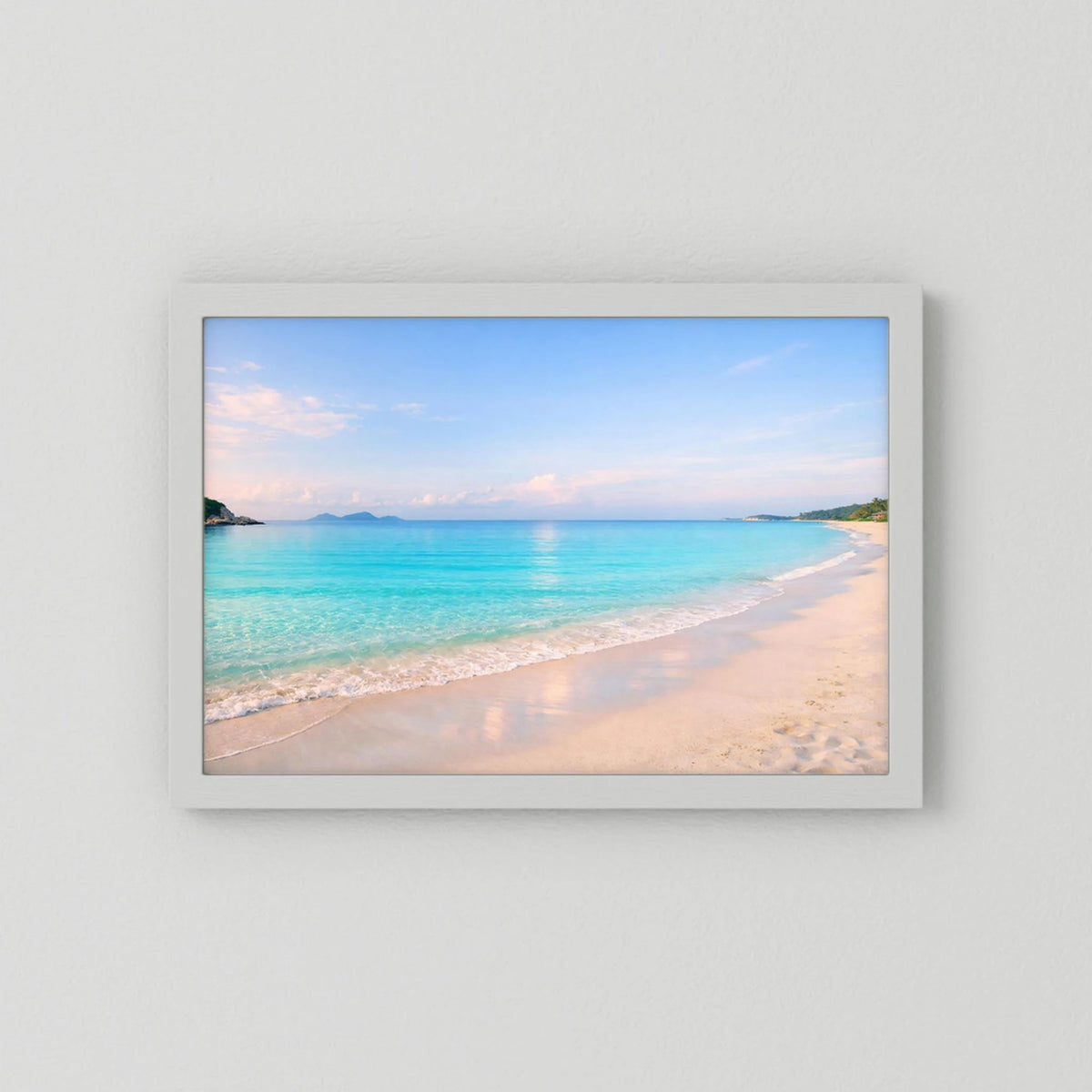 Horizontales Strand-Wandbild mit weißem Rahmen