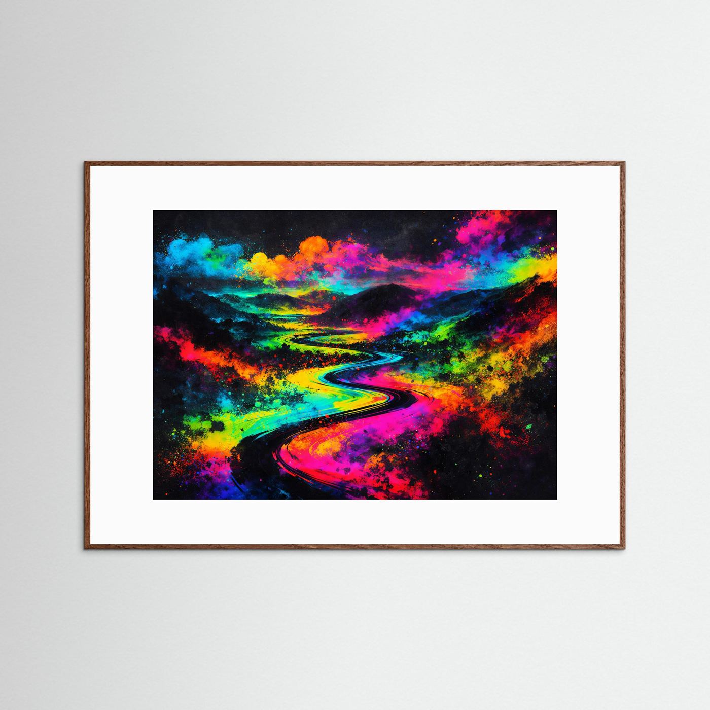 Farbenfrohe Flusslandschaft Expressionismus | Bunter Pfad & Abstrakt Natur Poster Querformat