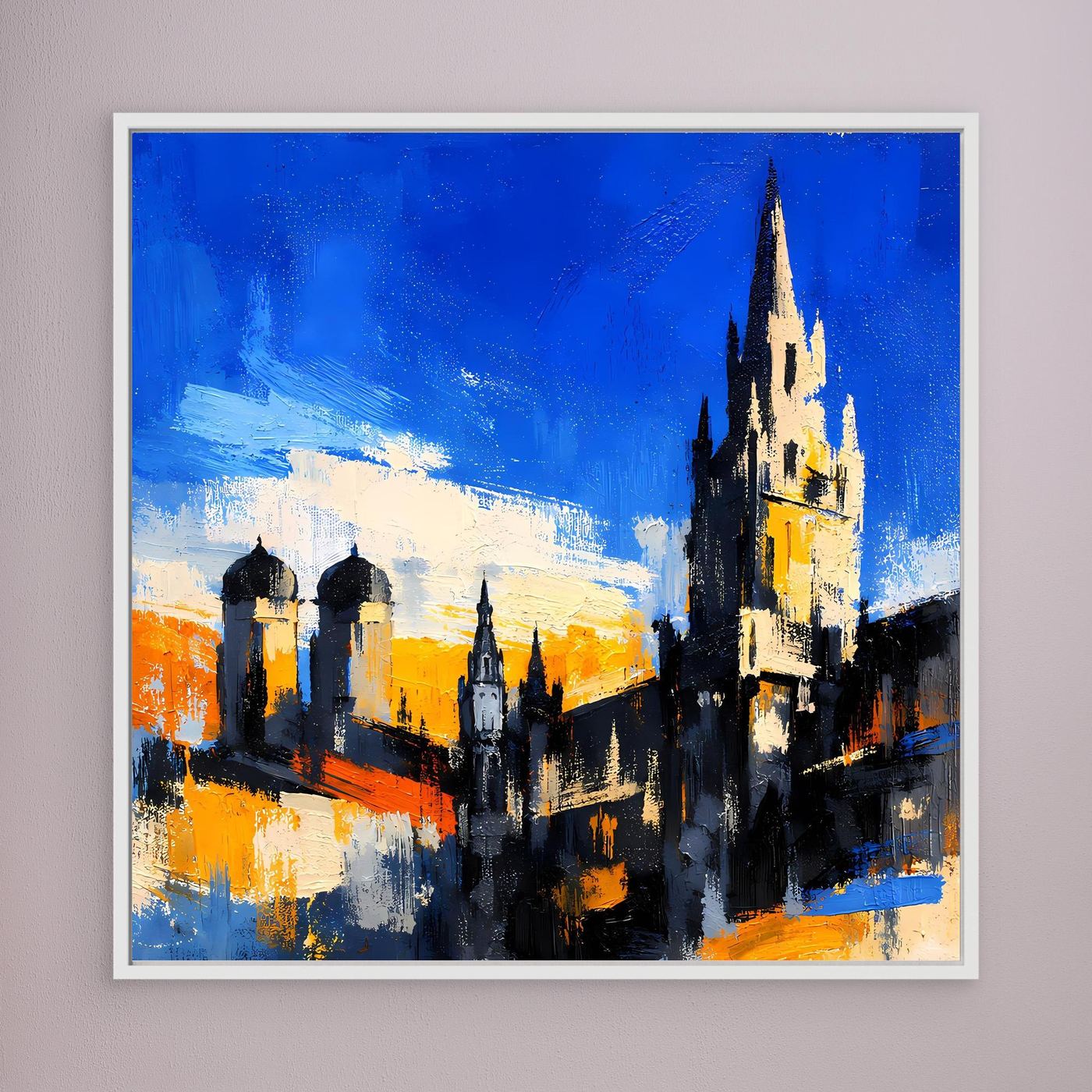 Leinwand Historische Stadtkulisse bei Sonnenuntergang | Abstraktes Architektur Wandbild