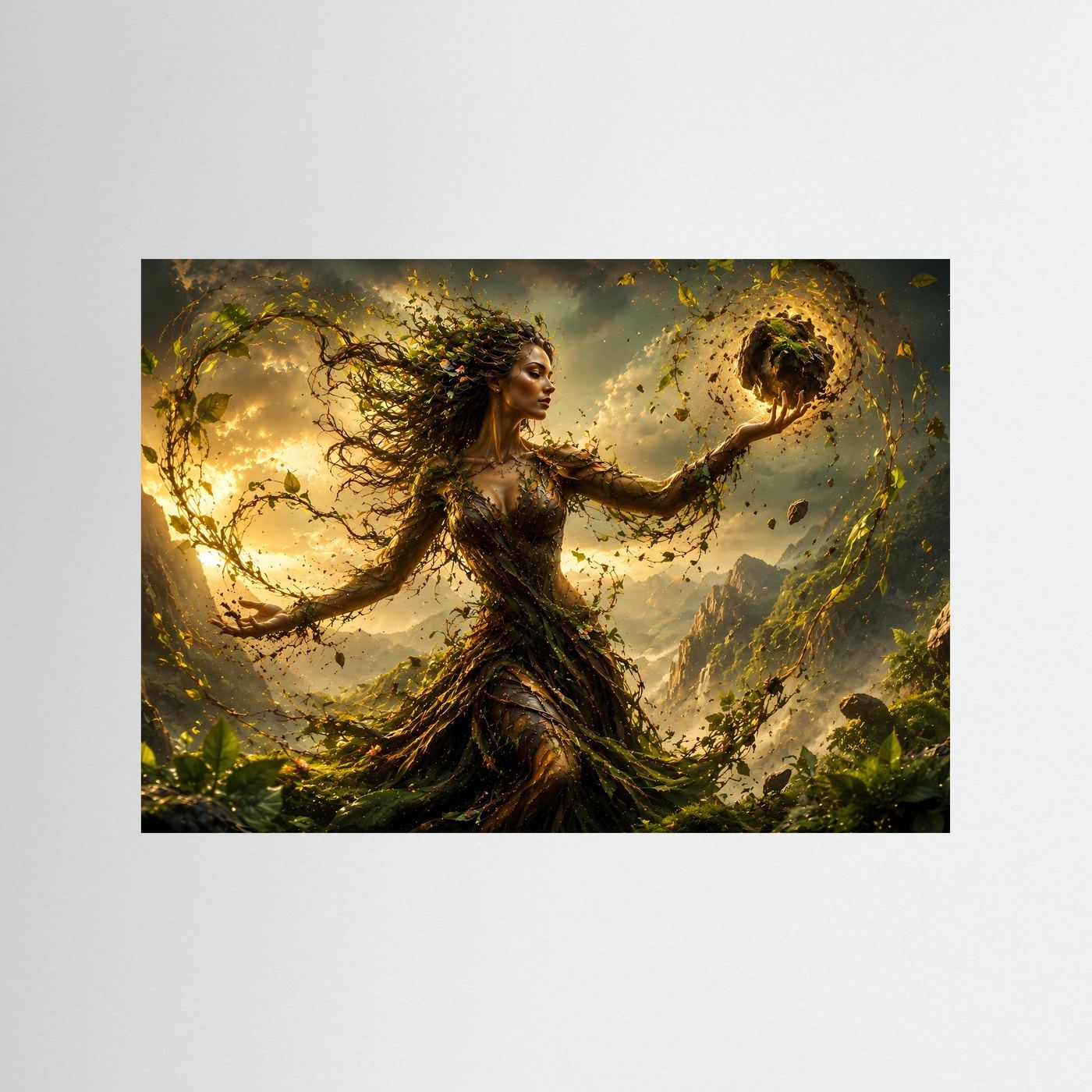 Naturgöttin Poster | Waldmagie Wandbild | Element Erde Kunst | Mystische Fantasy | Fine Art Print