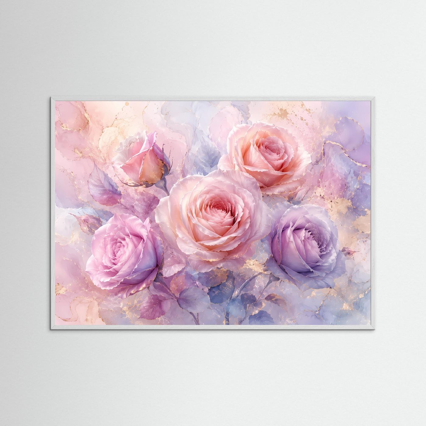 Rosen Poster Pastell | Zarte Rosenblüten in Rosa & Flieder | Florale Wandkunst | Modernes Blumenbild | Leinwand | Premium Wall Art