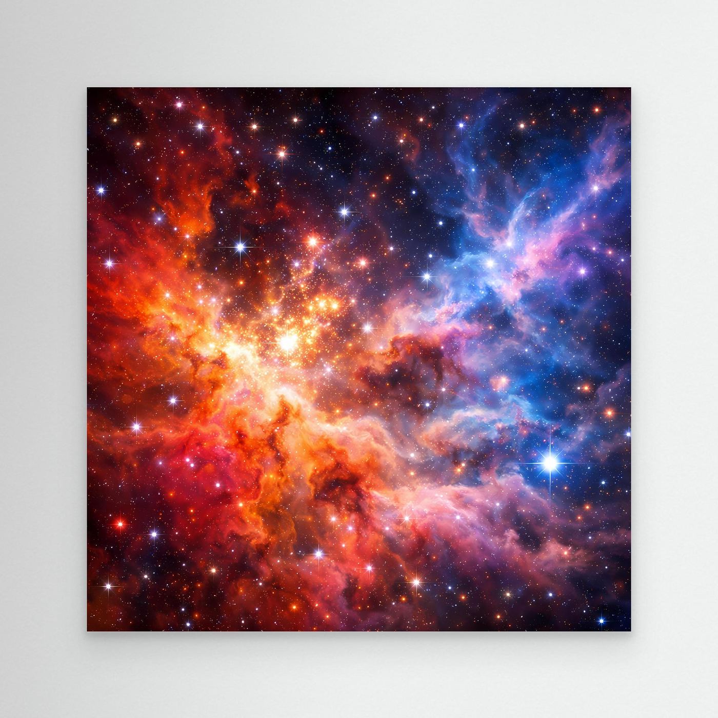 Leinwandbild mit buntem kosmischem Nebel und Sternen, rechteckig, ohne Rahmen