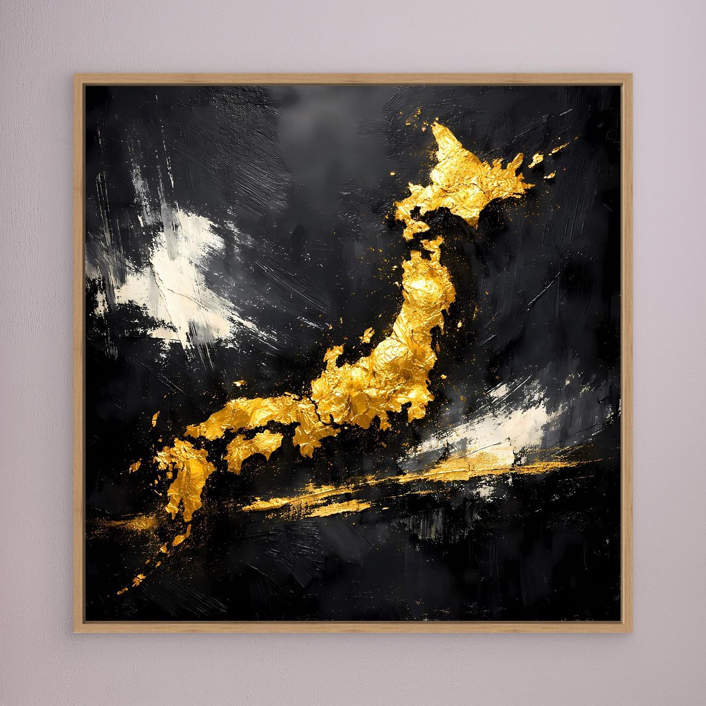 Leinwand Elegante Japan-Karte in Gold & Schwarz | Modernes Abstraktes Wandbild