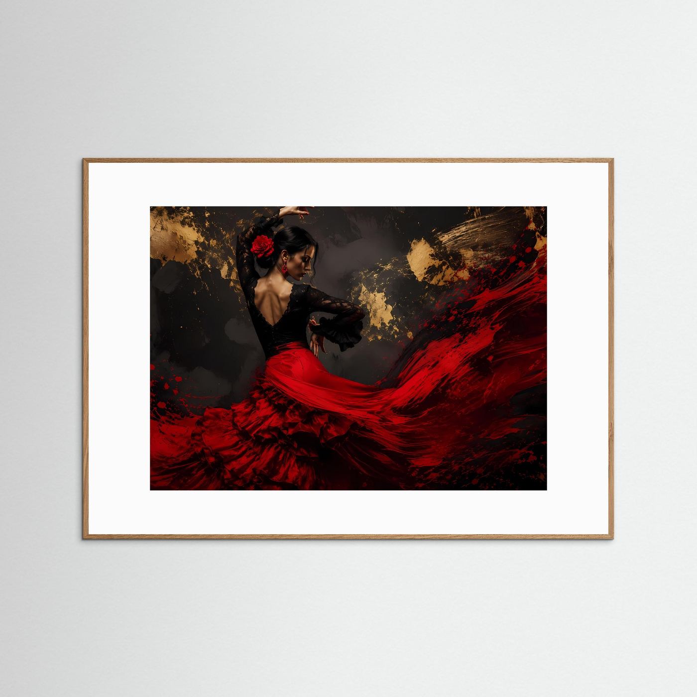 Leidenschaftliche Flamenco-Tänzerin | Spanischer Tanz & Rot-Gold Poster