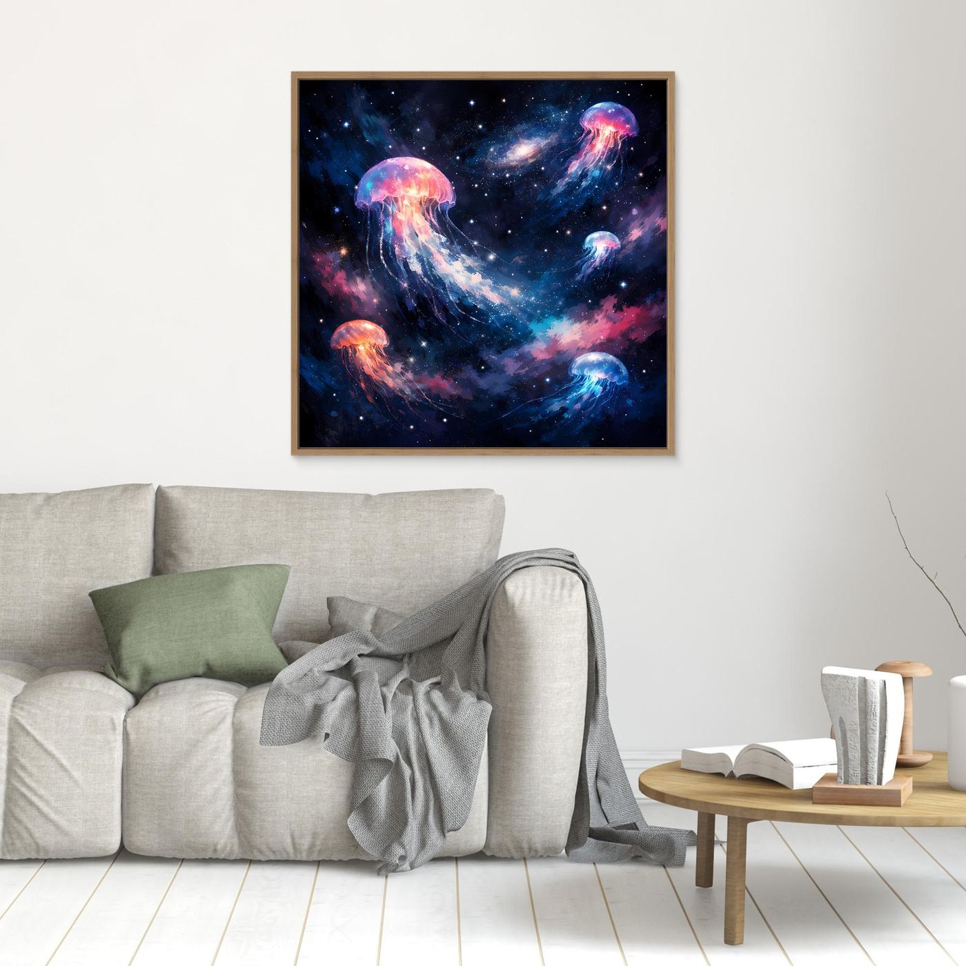 Leinwand Leuchtende Qualle im Tiefsee-Leuchten | Abstraktes Maritimes Wandbild