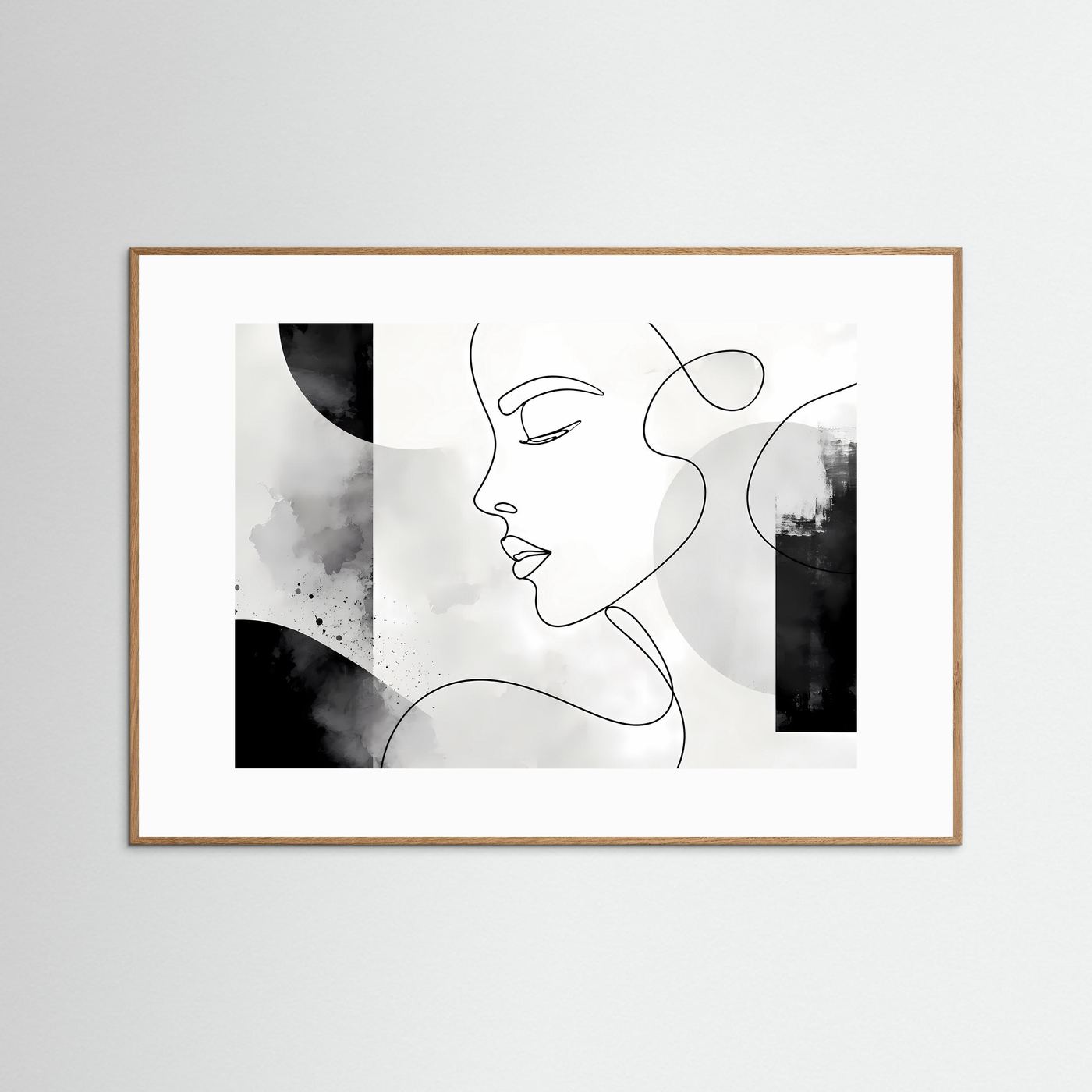 Minimalistisches One Line Gesicht Wandbild | Schwarz Weiß Line Art Poster | Modernes Frauenportrait | Skandinavische Boho Kunst | Abstrakte Leinwand
