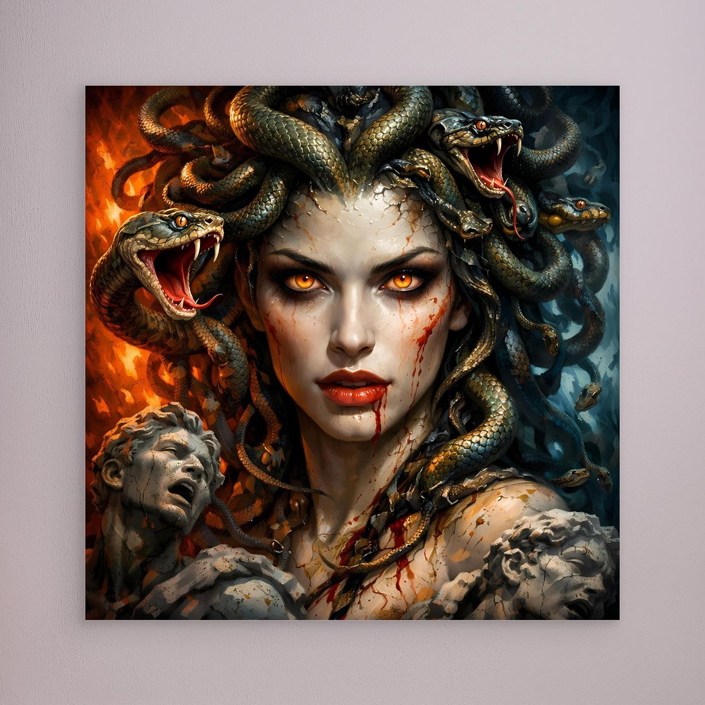 Leinwand Mythische Medusa mit Schlangenhaar | Griechische Mythologie Wandbild