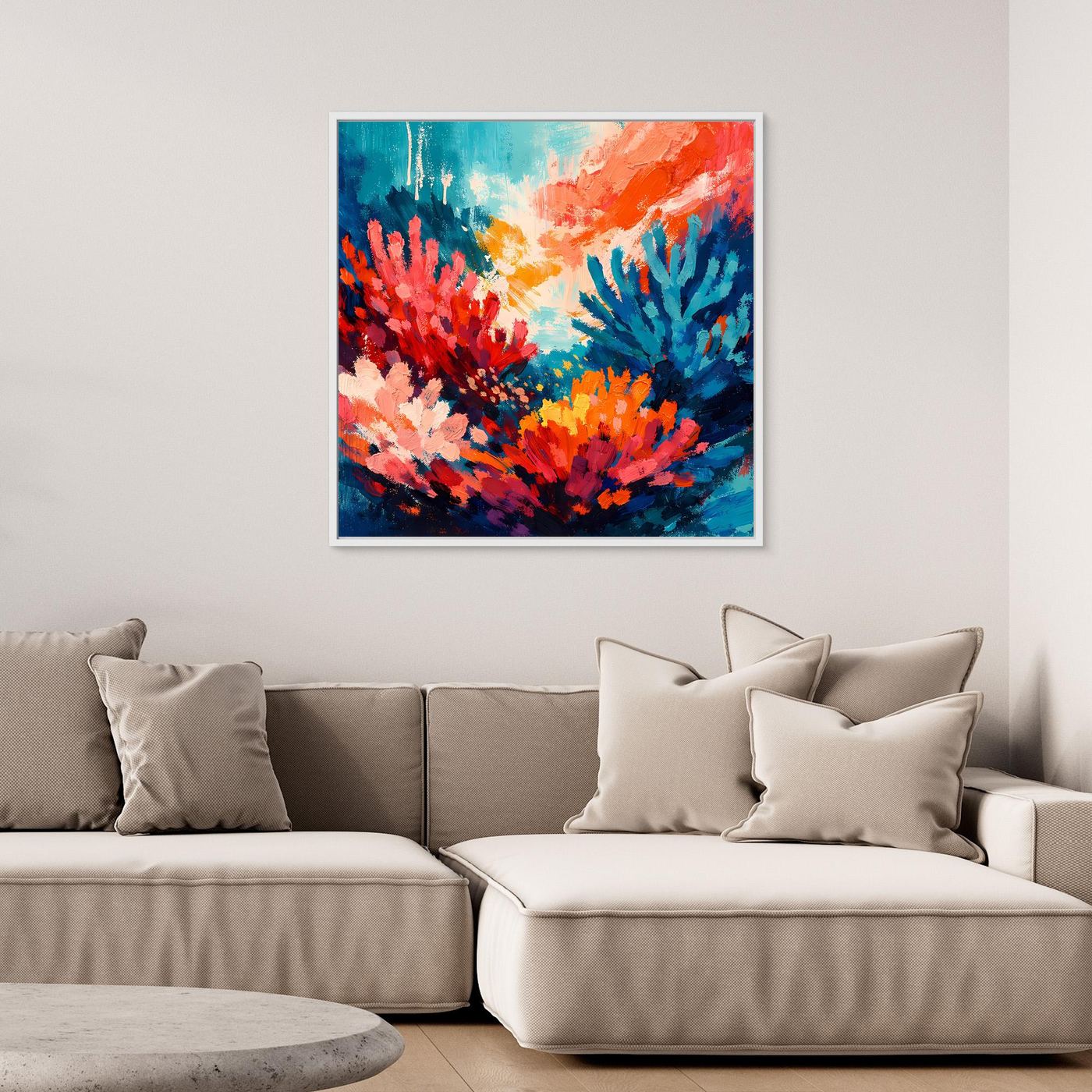 Leinwand Abstraktes Korallenriff im Farbenrausch | Modernes Unterwasser Wandbild