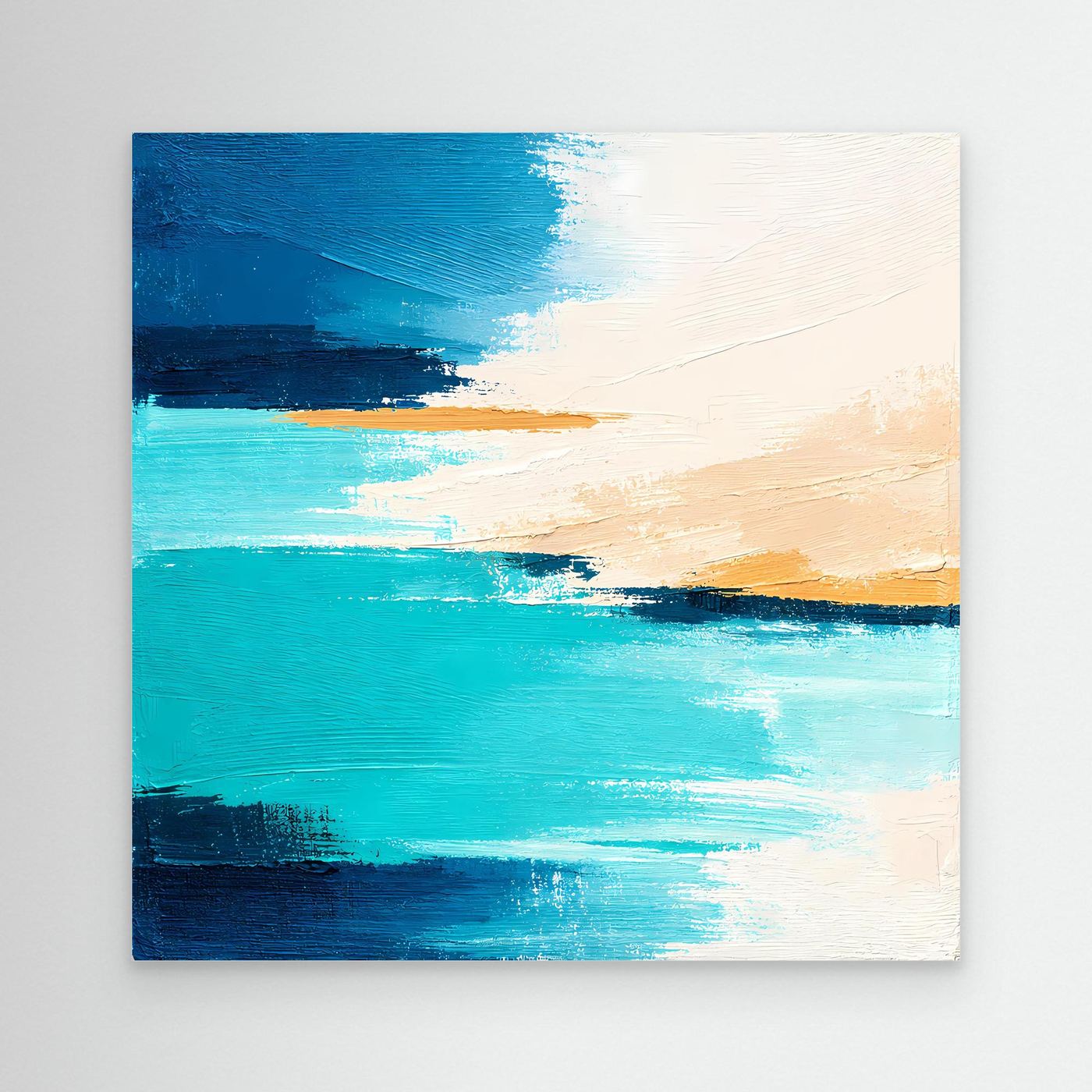 Leinwand Abstrakte Meeresbrise in Türkis und Beige | Modernes Acryl Wandbild