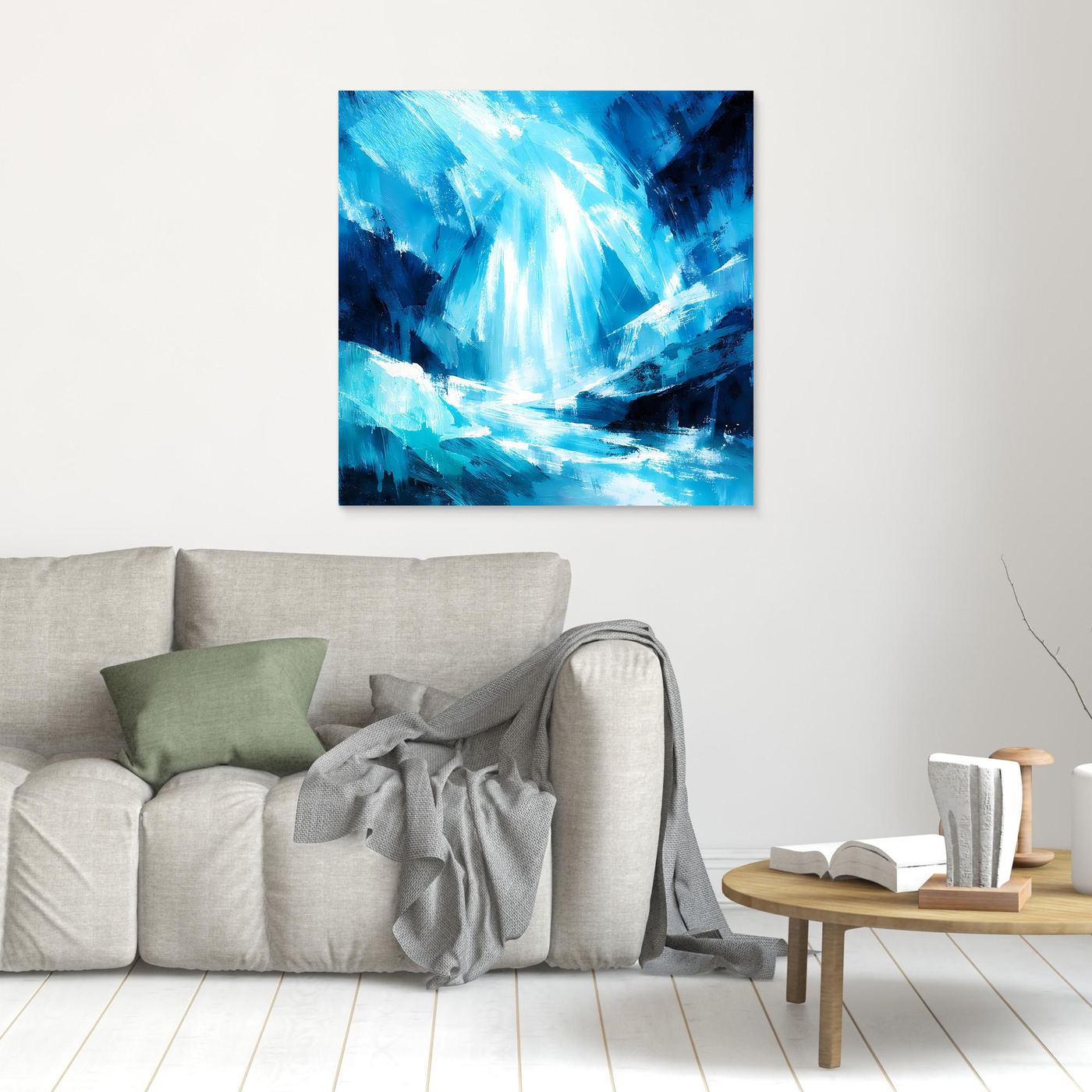 Leinwand Magischer Eiswasserfall | Abstraktes Natur Fantasy Wandbild