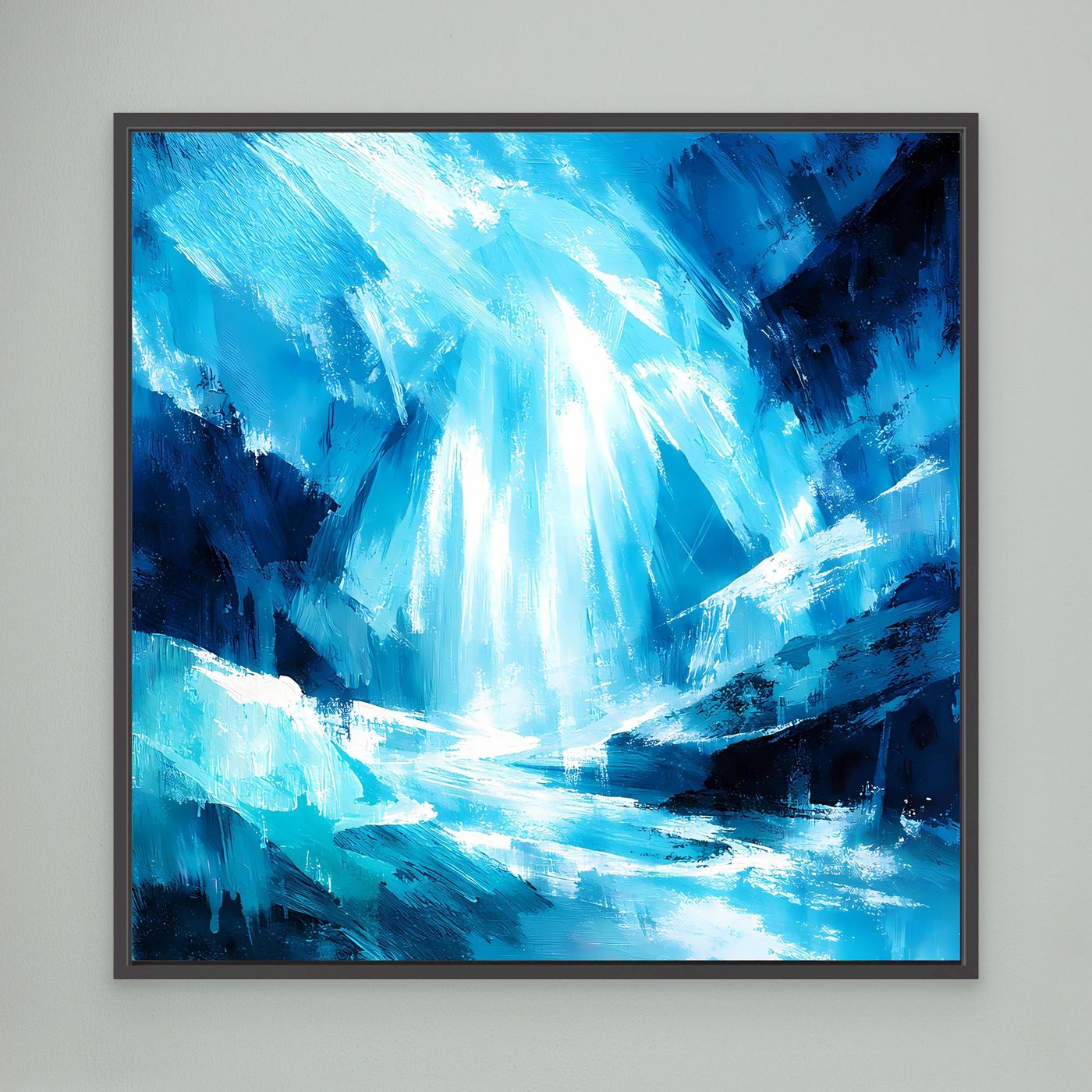 Leinwand Magischer Eiswasserfall | Abstraktes Natur Fantasy Wandbild