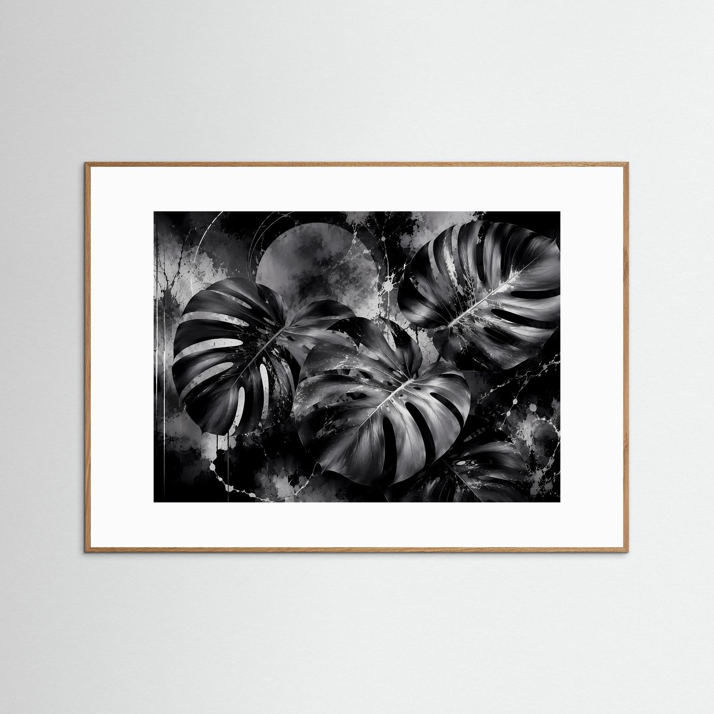 Monstera Schwarz Weiß Wandbild | Moderne Botanische Kunst | Tropische Blätter in Monochrom | Minimalistisches Pflanzen Poster | Elegante Premium Wanddekoration