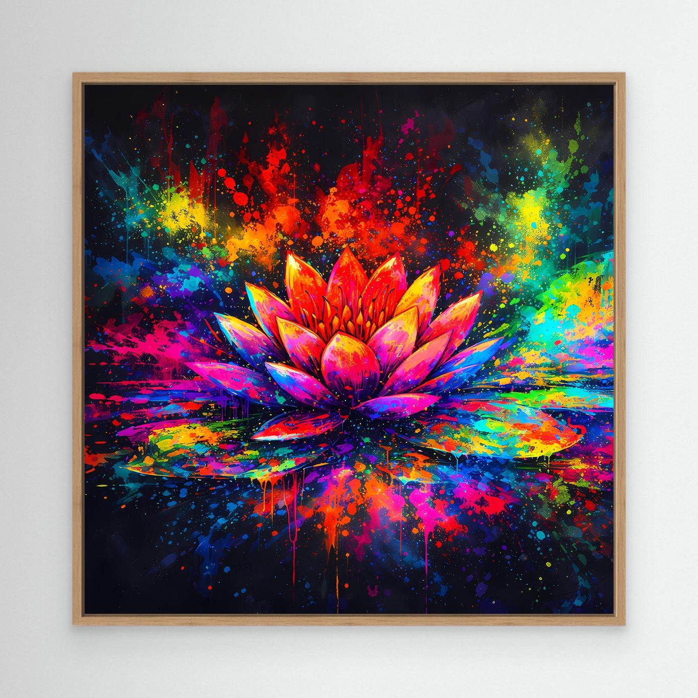 Leinwandbild Farbenfrohe Seerose | Abstraktes Lotus Wandbild auf Keilrahmen
