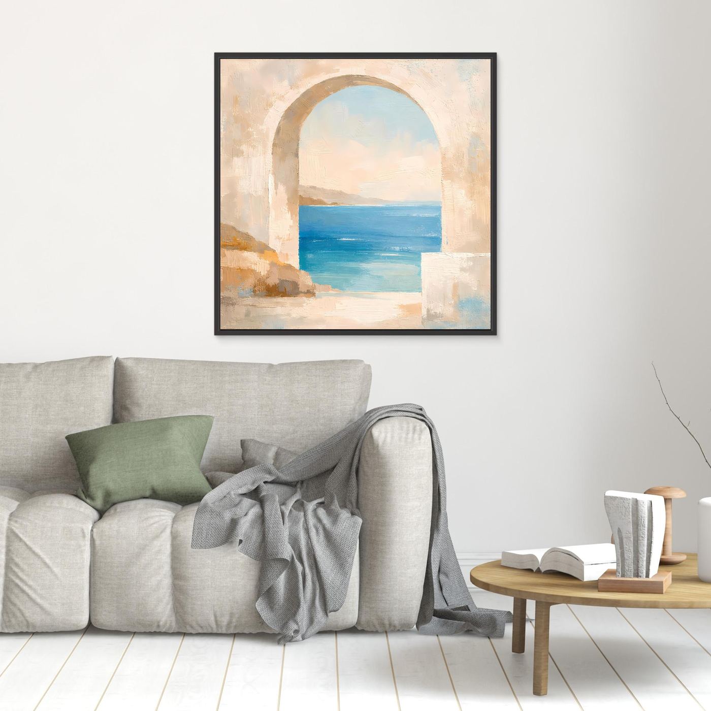 Leinwand Mediterraner Torbogen mit Meerblick | Abstraktes Ozean Wandbild