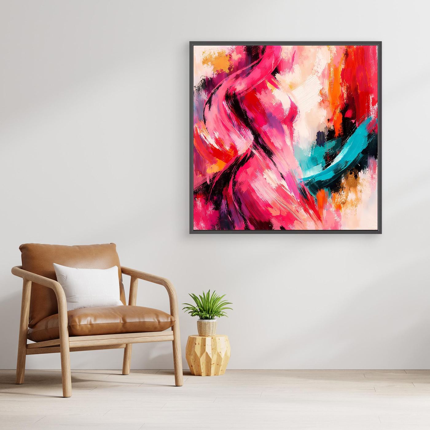 Leinwandbild Abstrakte Weibliche Silhouette | Elegantes Farbenfrohes Wandbild auf echtem Holzkeilrahmen