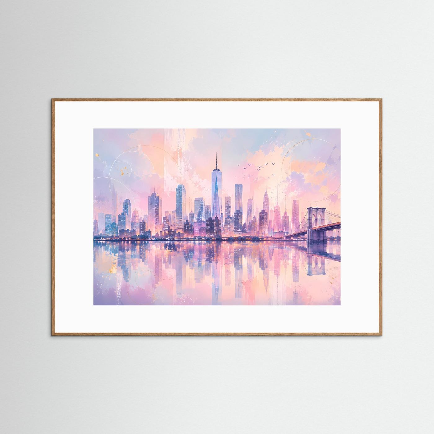 New York Skyline Poster | Pastell Stadt Panorama | Moderne City Wandkunst | Abstraktes Manhattan Wandbild