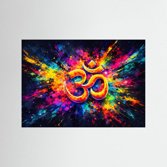 Om-Symbol-Poster im Farbwirbel, querformat, ohne Rahmen