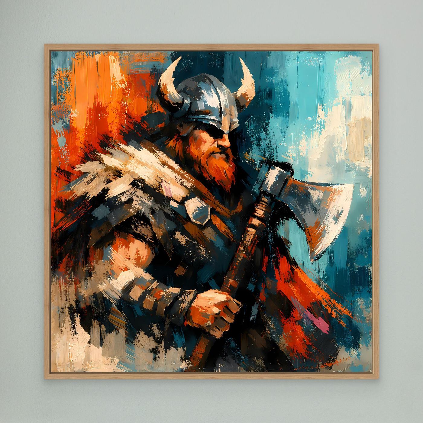 Leinwand Kraftvoller Wikinger-Krieger | Abstraktes Nordisches Wandbild