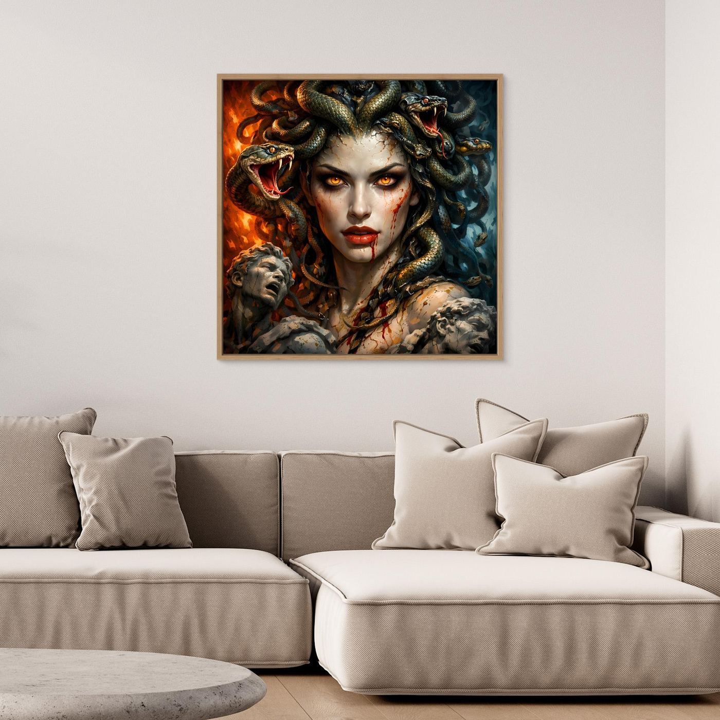 Leinwand Mythische Medusa mit Schlangenhaar | Griechische Mythologie Wandbild