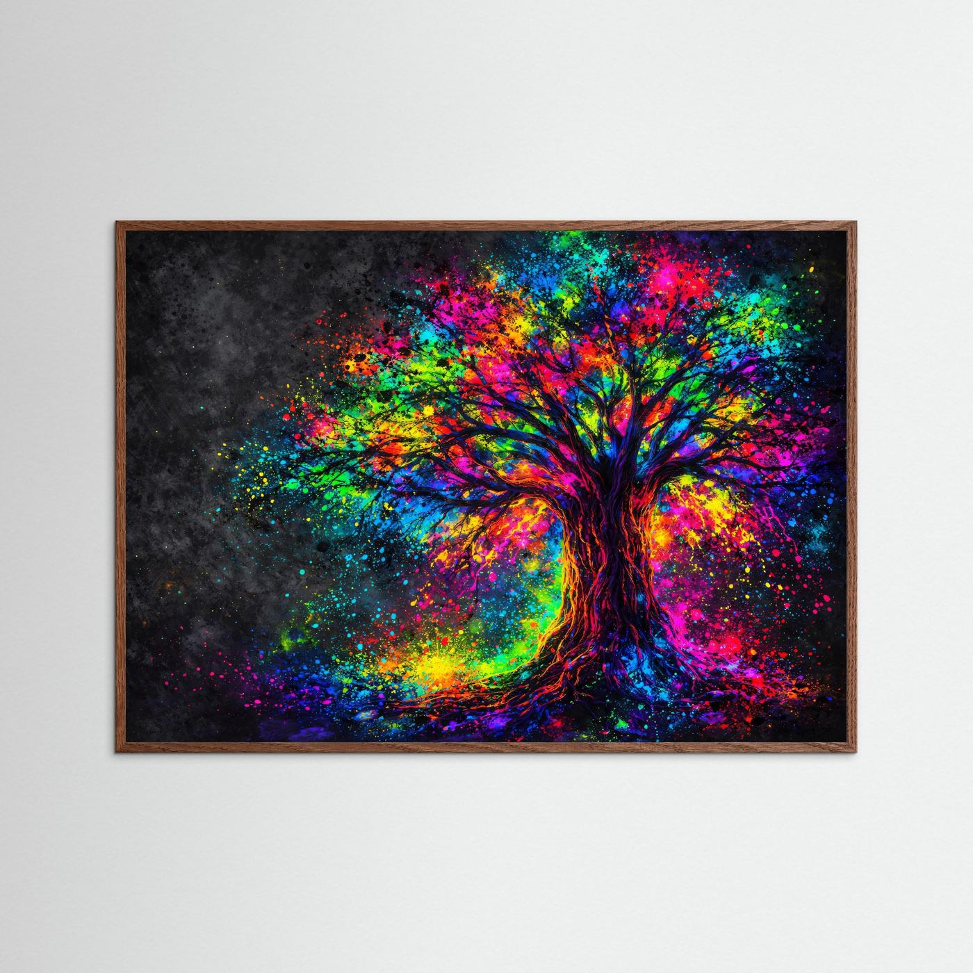 Lebensbaum der Farben | Moderner Kunst Print Querformat Wandbild